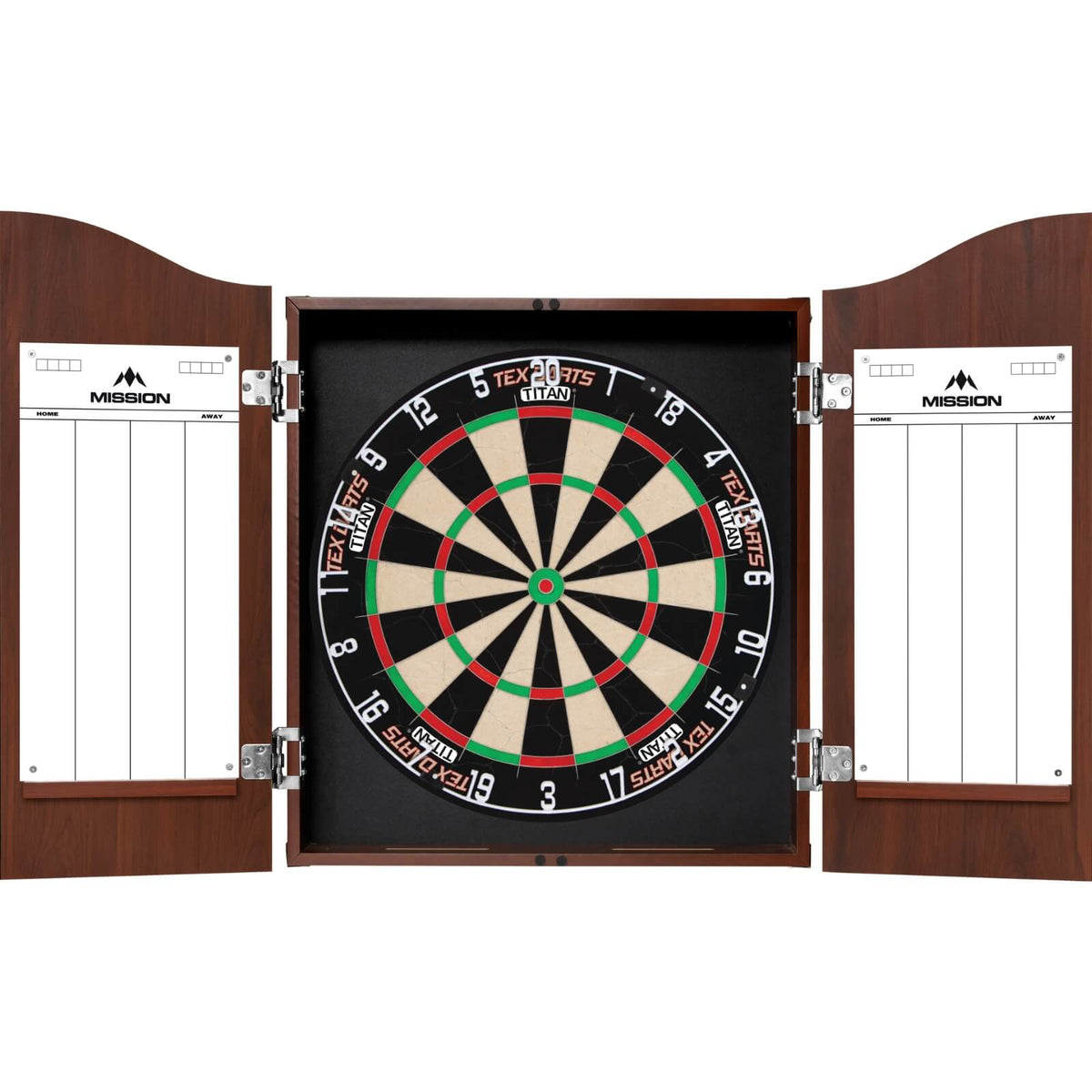 Cabinets &amp; Dartboards - Mission - Sedona Red Dartboard Cabinet &amp; Dartboard Bundle - Choose Your Board Tex Darts - Titan