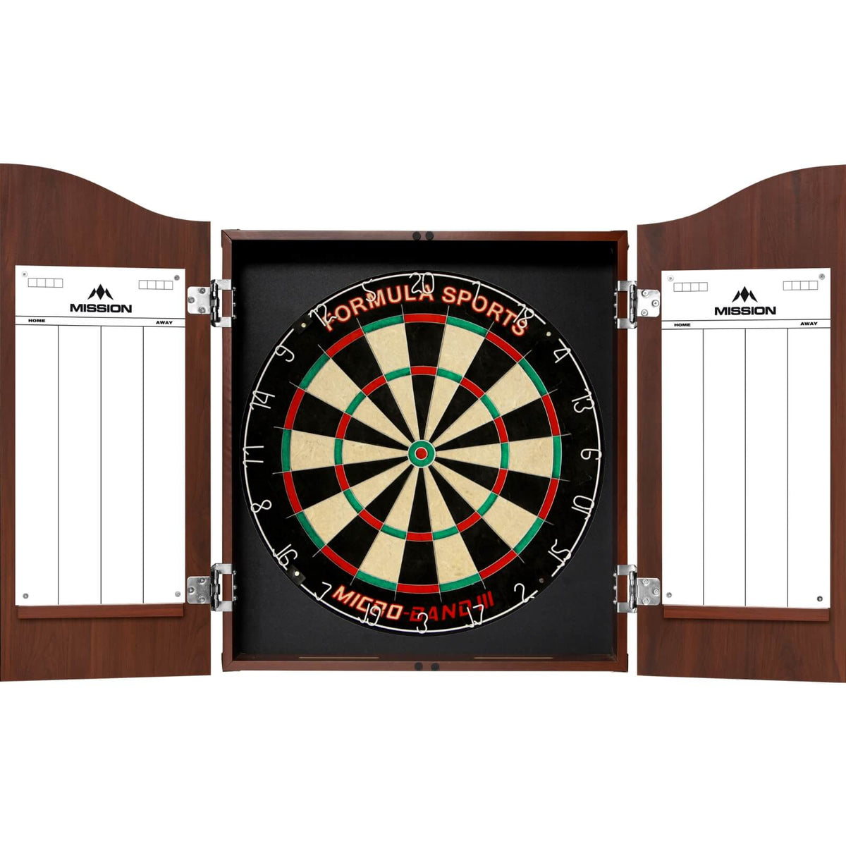 Cabinets &amp; Dartboards - Mission - Sedona Red Dartboard Cabinet &amp; Dartboard Bundle - Choose Your Board Formula Sports - Micro Band 3