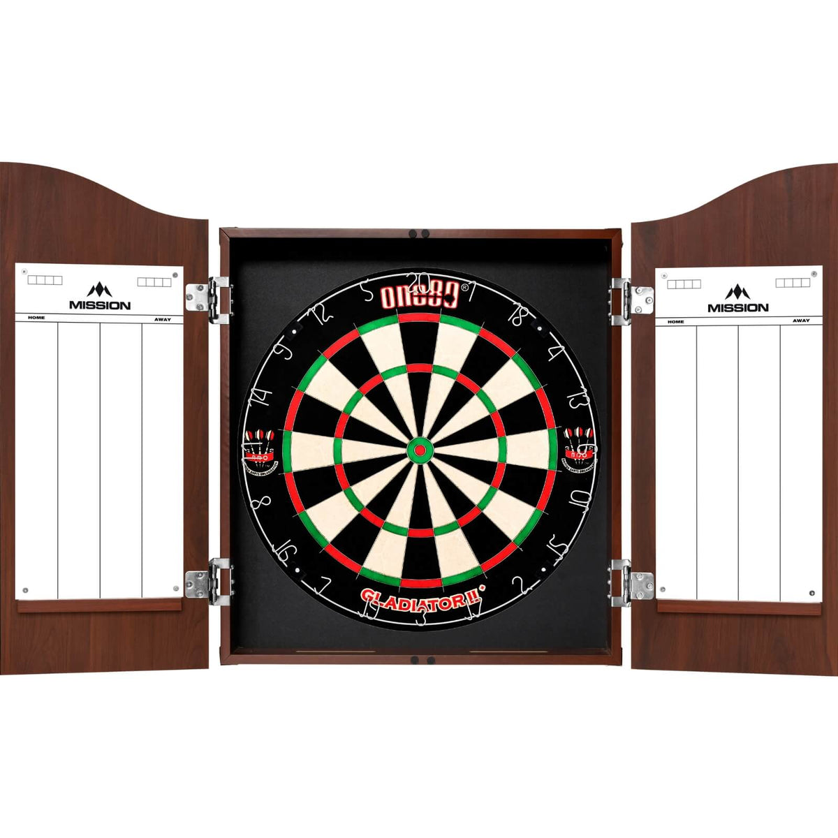 Cabinets &amp; Dartboards - Mission - Sedona Red Dartboard Cabinet &amp; Dartboard Bundle - Choose Your Board One80 - Gladiator 2+