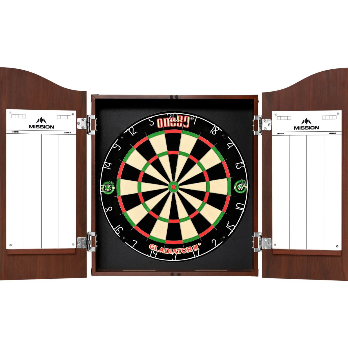Cabinets &amp; Dartboards - Mission - Sedona Red Dartboard Cabinet &amp; Dartboard Bundle - Choose Your Board One80 - Gladiator 3+