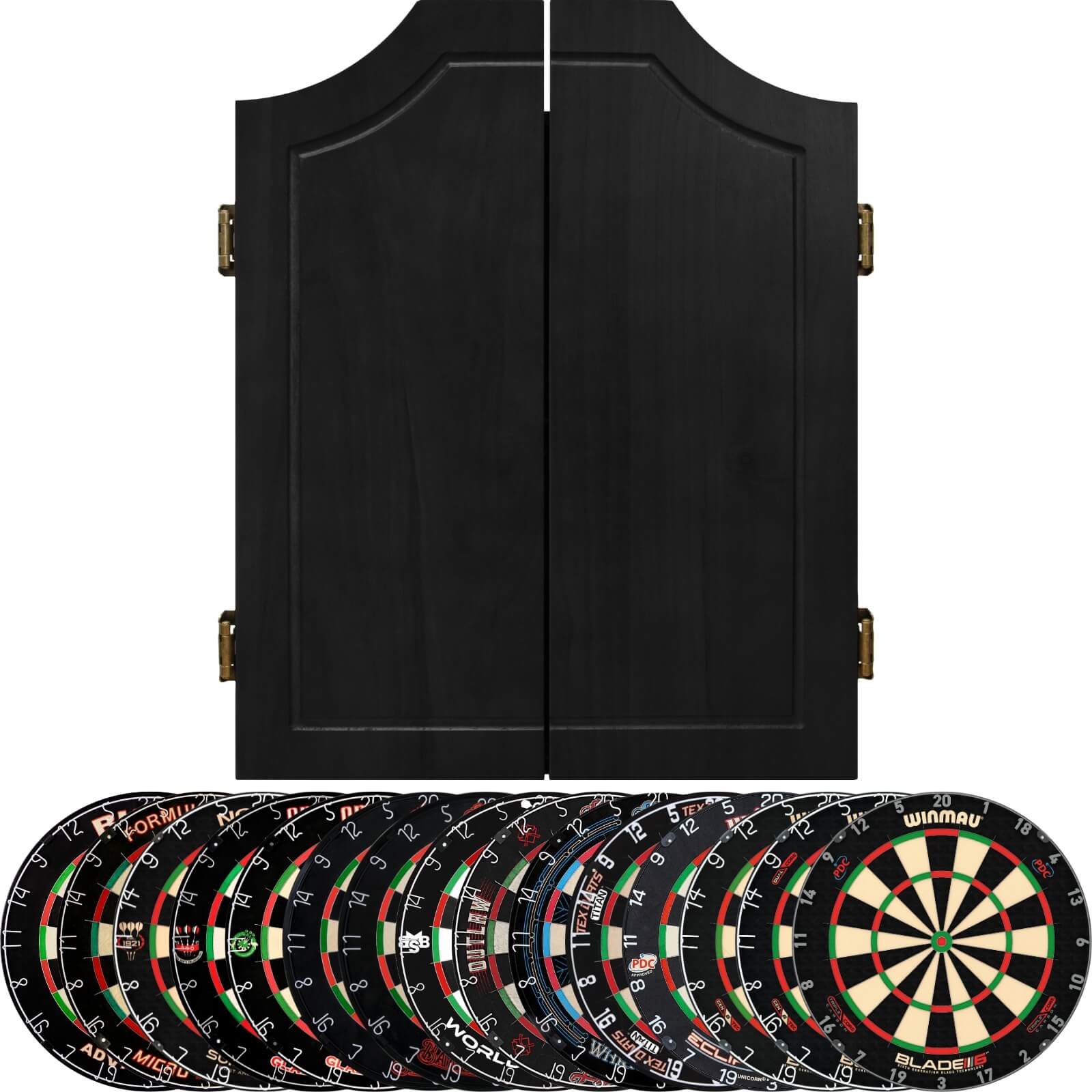 Cabinets & Dartboards - Formula Sports - Black Solid Wood Dartboard Cabinet & Dartboard Bundle - Choose Your Board 