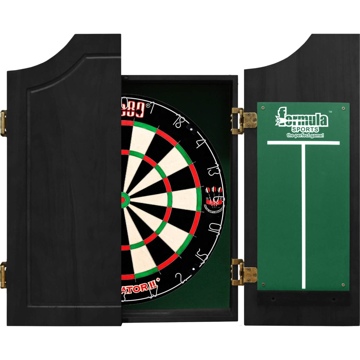 Cabinets &amp; Dartboards - Formula Sports - Black Solid Wood Dartboard Cabinet &amp; Dartboard Bundle - Choose Your Board One80 - Gladiator 2+