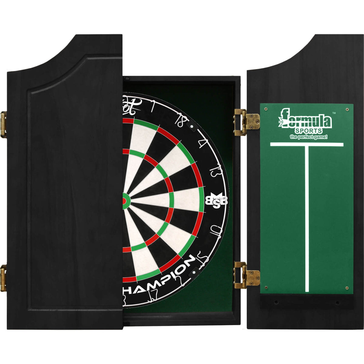 Cabinets &amp; Dartboards - Formula Sports - Black Solid Wood Dartboard Cabinet &amp; Dartboard Bundle - Choose Your Board Shot - Michael Smith