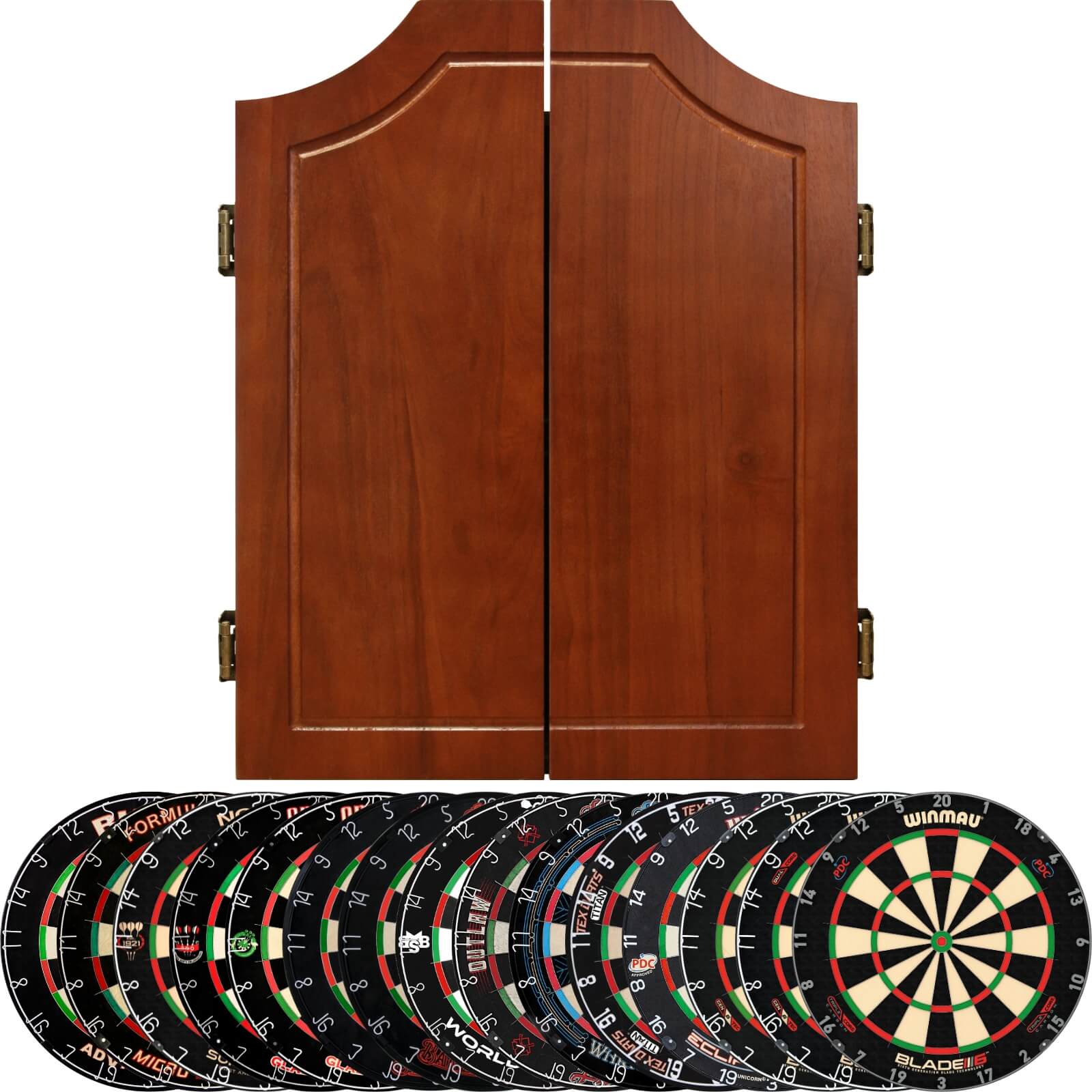 Cabinets & Dartboards - Formula Sports - Walnut Solid Wood Dartboard Cabinet & Dartboard Bundle - Choose Your Board 