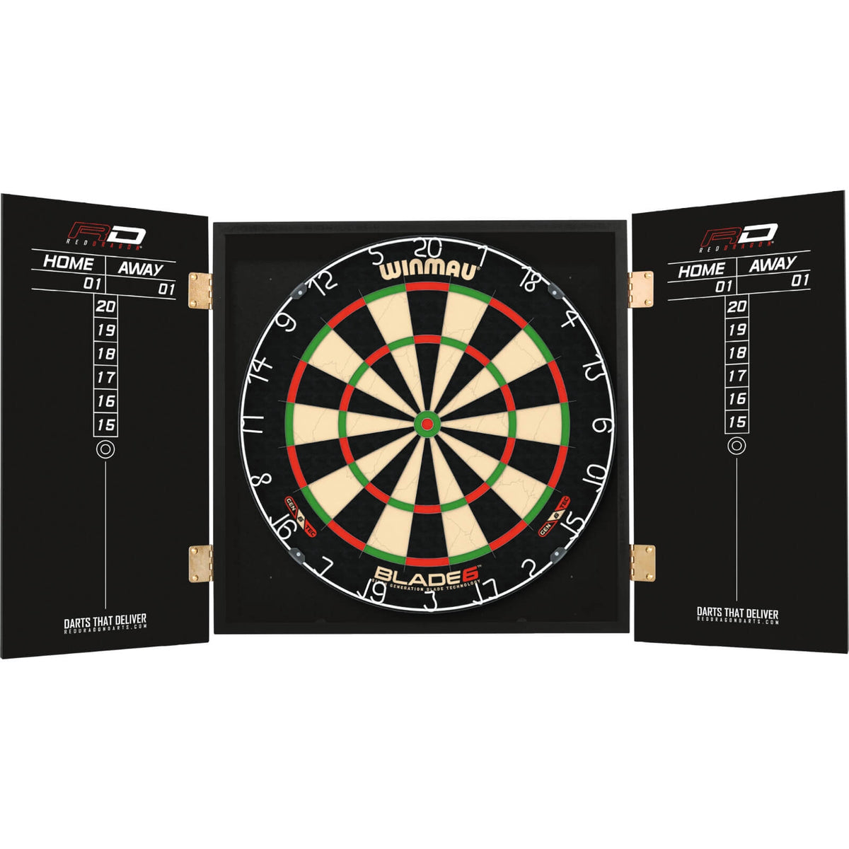 Cabinets &amp; Dartboards - Red Dragon - Gerwyn Price Dartboard Cabinet &amp; Dartboard Bundle - Choose Your Board Winmau - Blade 6