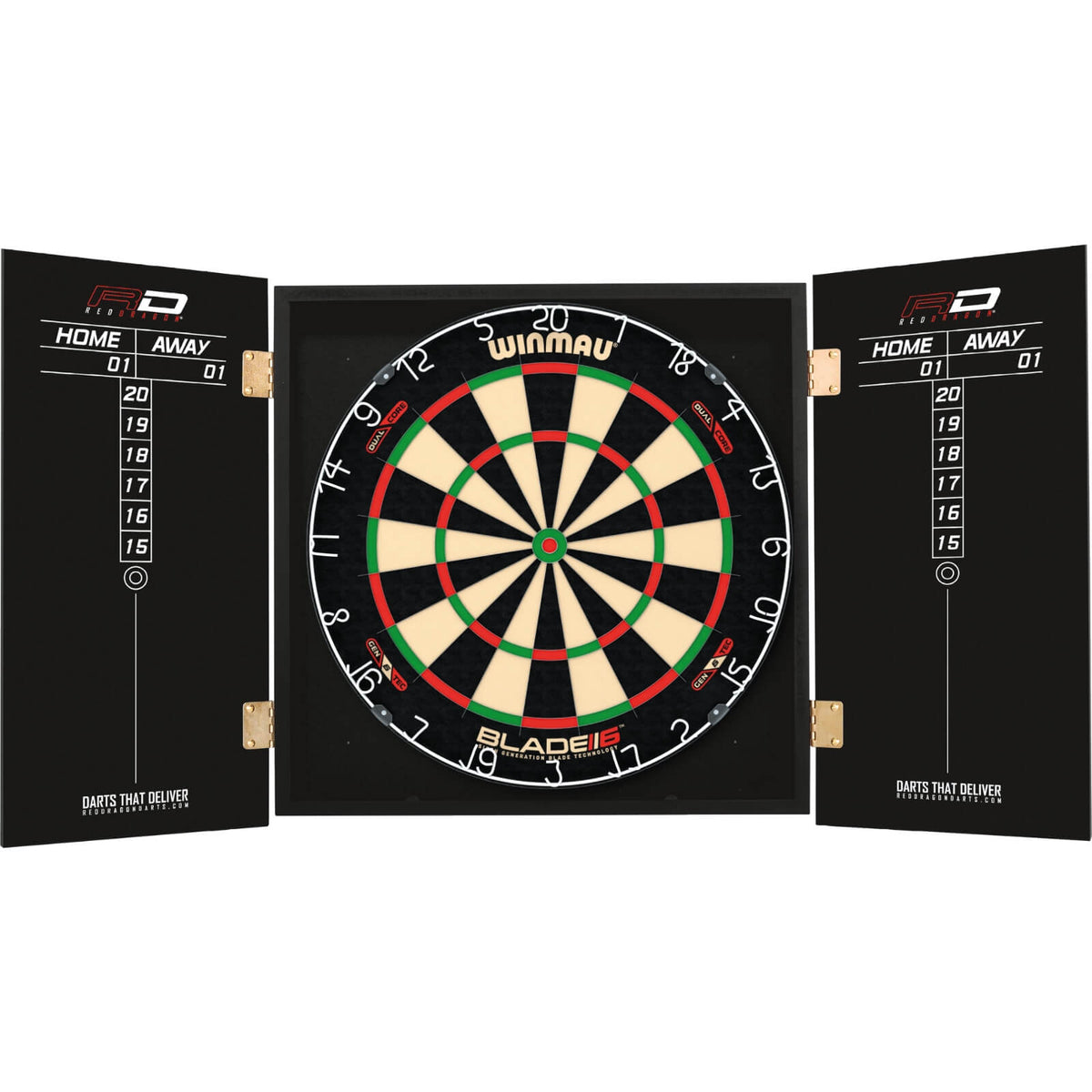 Cabinets &amp; Dartboards - Red Dragon - Gerwyn Price Dartboard Cabinet &amp; Dartboard Bundle - Choose Your Board Winmau - Blade 6 Dual Core