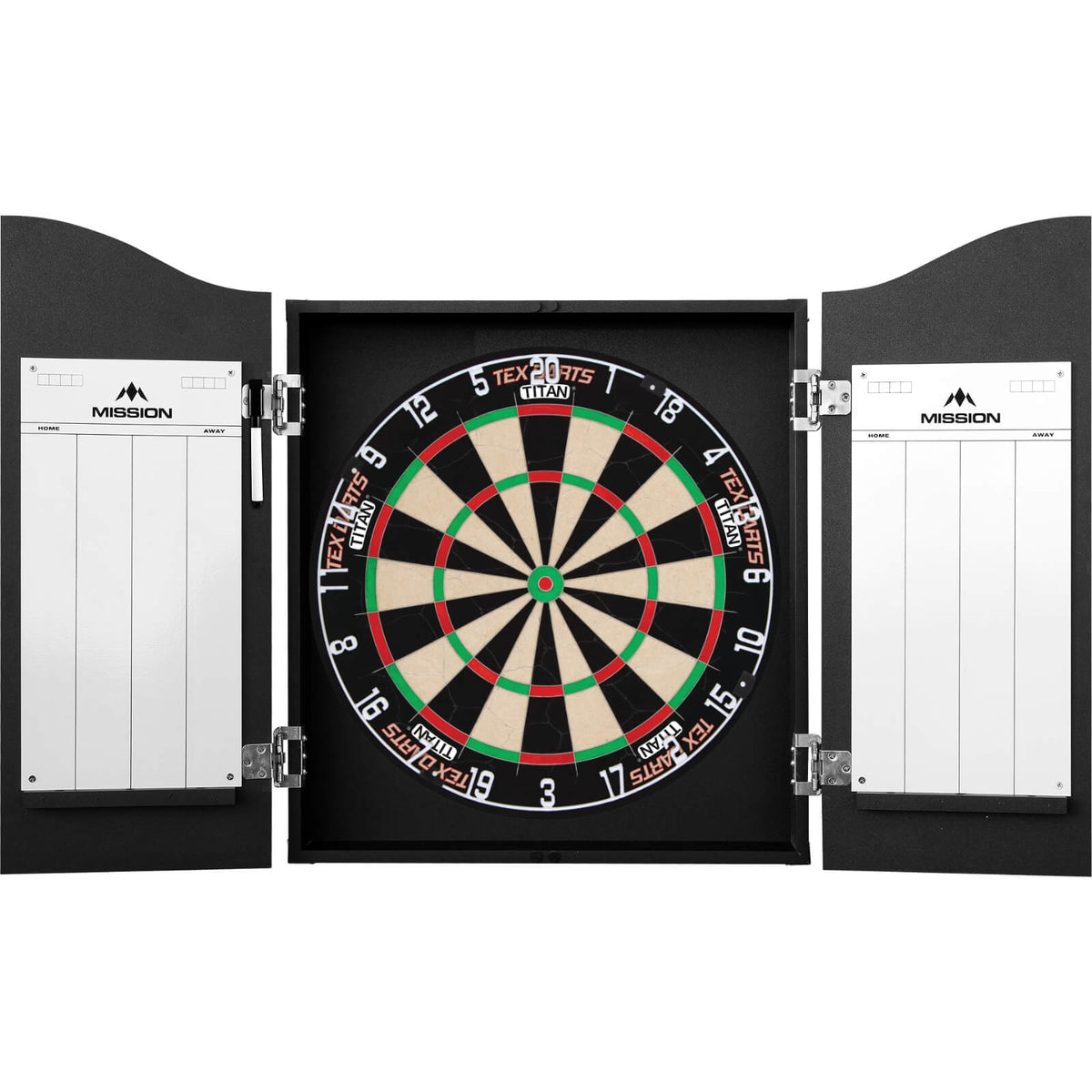 Cabinets &amp; Dartboards - Mission - Caution Area 501 Dartboard Cabinet &amp; Dartboard Bundle - Choose Your Board Tex Darts - Titan