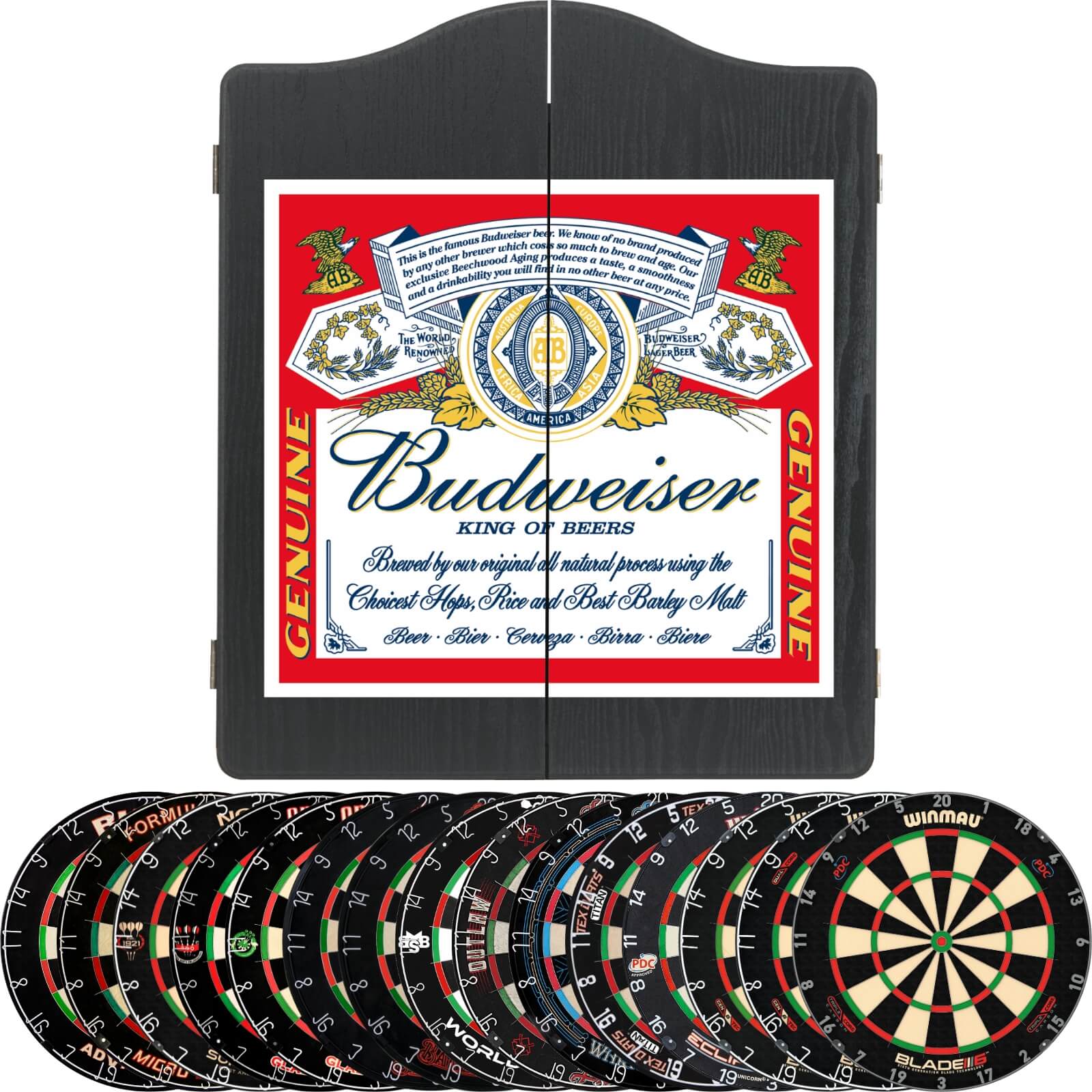 Cabinets & Dartboards - Winmau - Budweiser Dartboard Cabinet & Dartboard Bundle - Choose Your Board 