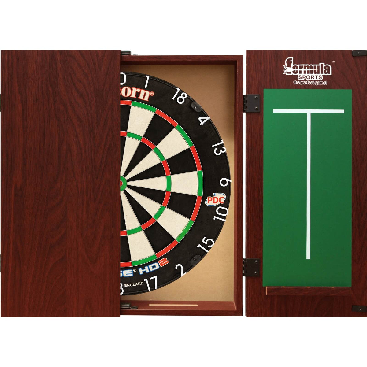 Cabinets &amp; Dartboards - Formula Sports - Mahogany Dartboard Cabinet &amp; Dartboard Bundle - Choose Your Board