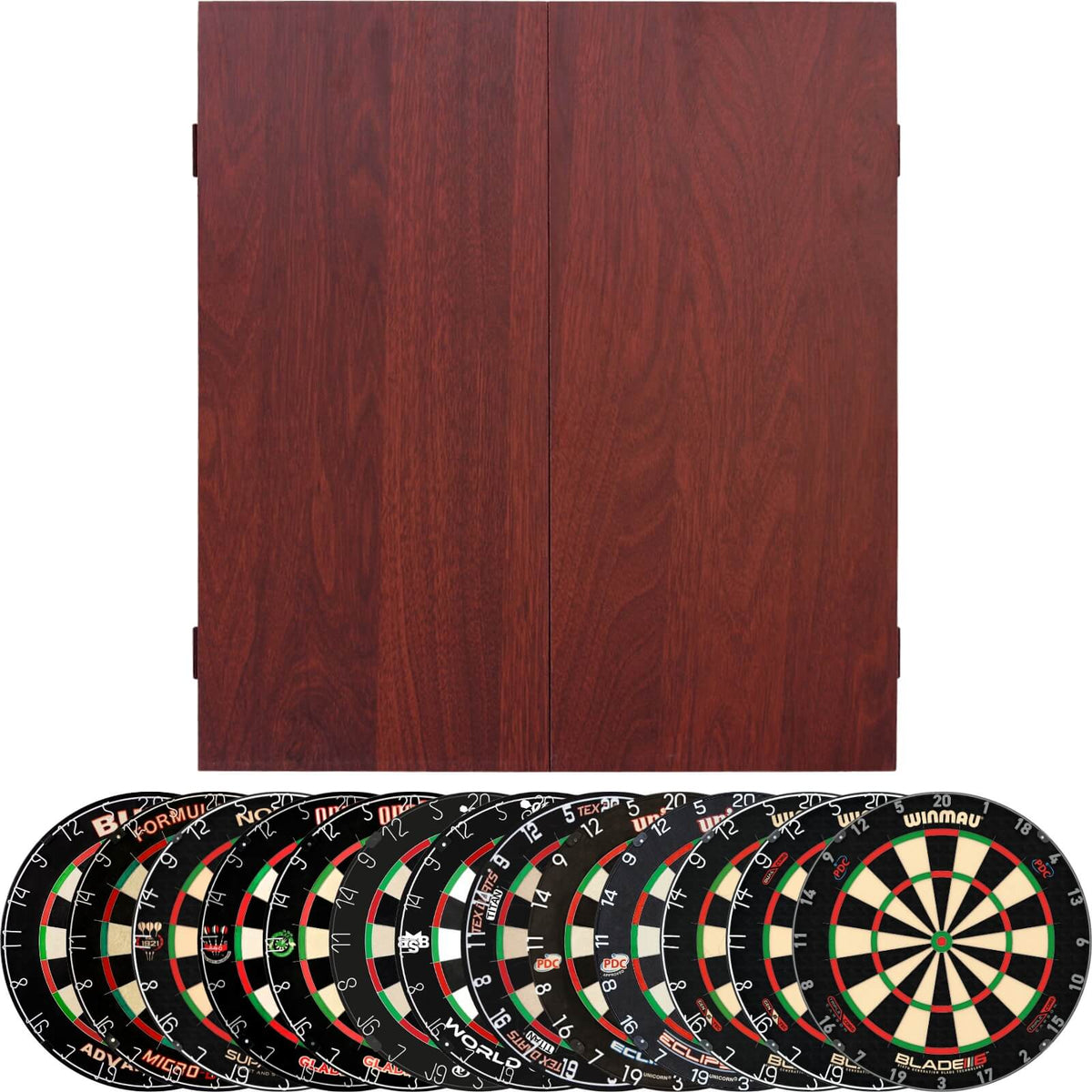 Cabinets &amp; Dartboards - Formula Sports - Mahogany Dartboard Cabinet &amp; Dartboard Bundle - Choose Your Board
