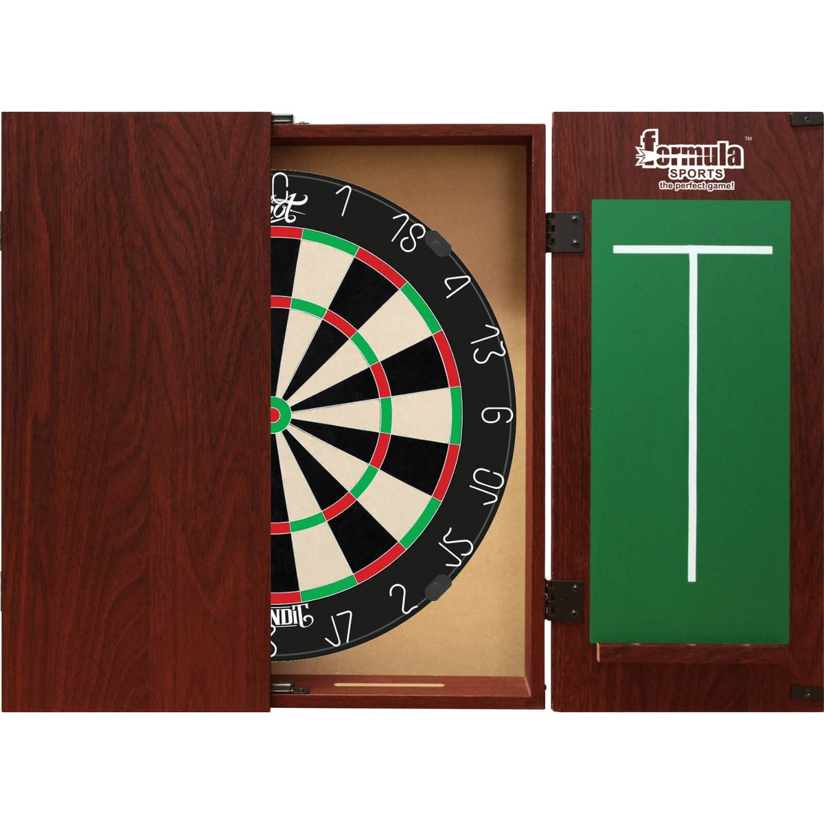 Cabinets &amp; Dartboards - Formula Sports - Mahogany Dartboard Cabinet &amp; Dartboard Bundle - Choose Your Board