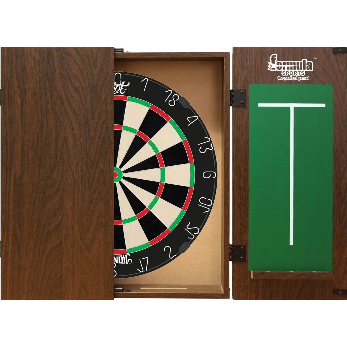 Cabinets &amp; Dartboards - Formula Sports - Walnut Dartboard Cabinet &amp; Dartboard Bundle - Choose Your Board