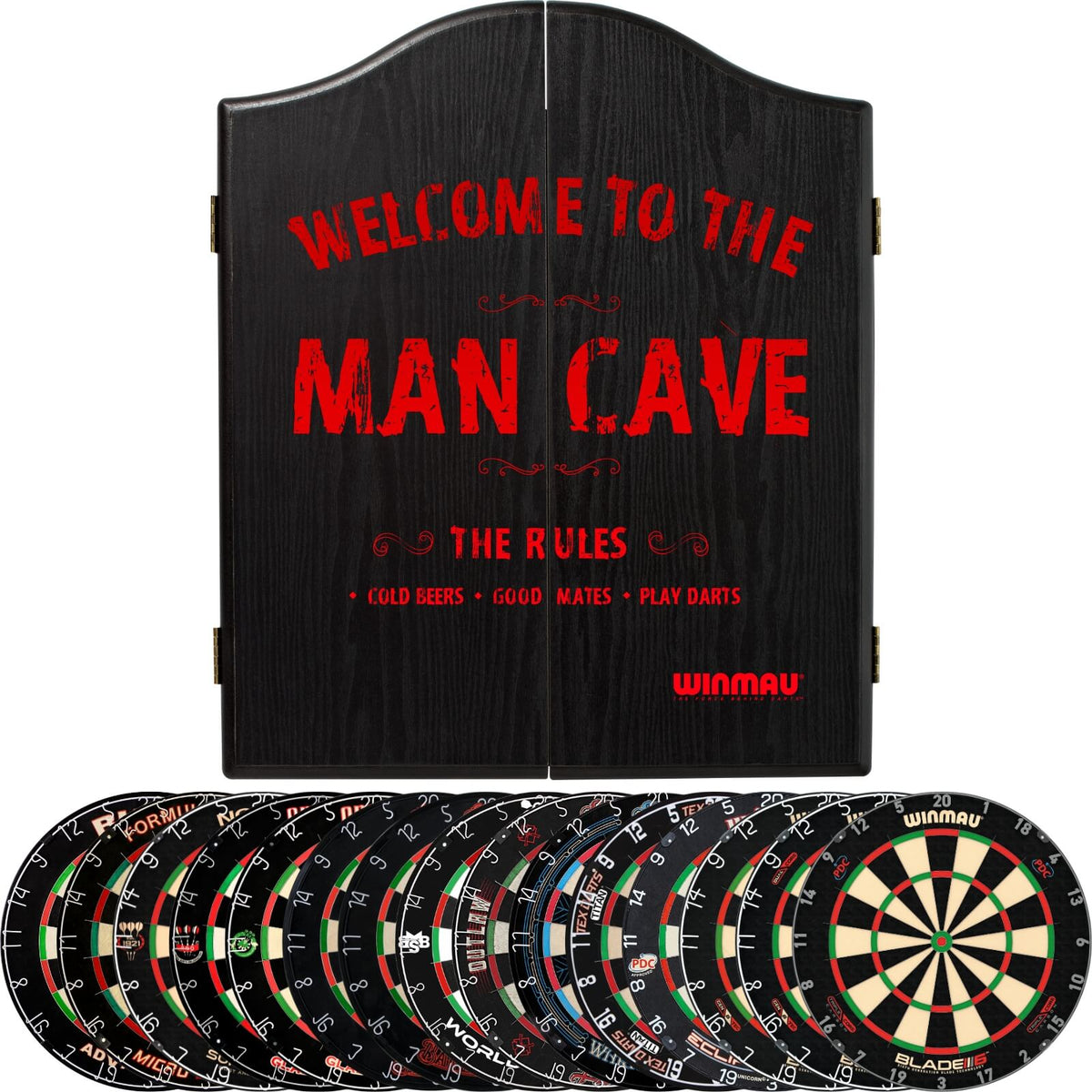 Cabinets &amp; Dartboards - Winmau - Man Cave Dartboard Cabinet &amp; Dartboard Bundle - Choose Your Board 