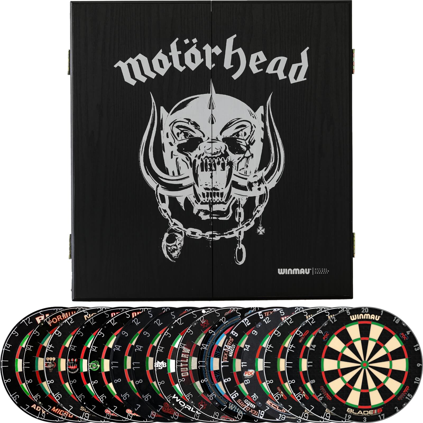 Cabinets & Dartboards - Winmau - Motorhead War Pig Dartboard Cabinet & Dartboard Bundle - Choose Your Board 