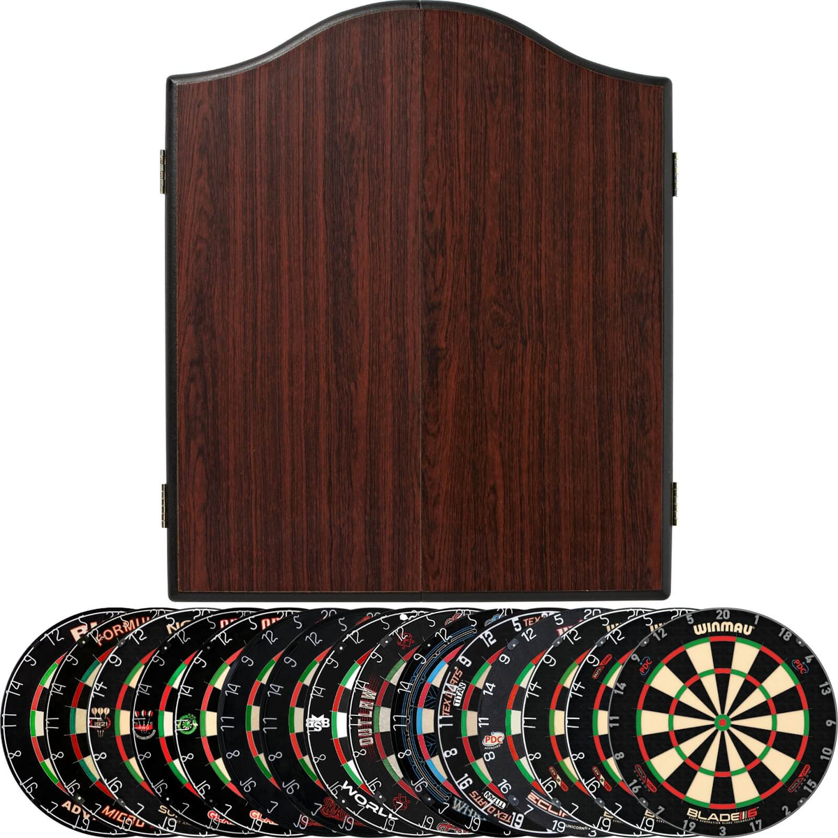 Cabinets &amp; Dartboards - Winmau - Rosewood Dartboard Cabinet &amp; Dartboard Bundle - Choose Your Board 