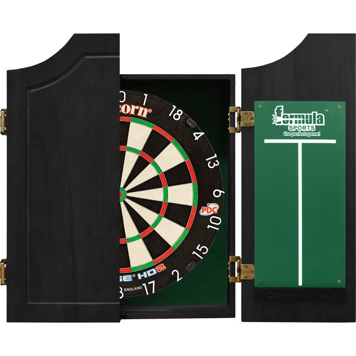 Cabinets &amp; Dartboards - Formula Sports - Black Solid Wood Dartboard Cabinet &amp; Dartboard Bundle - Choose Your Board