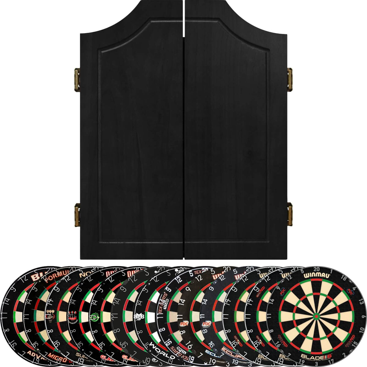 Cabinets &amp; Dartboards - Formula Sports - Black Solid Wood Dartboard Cabinet &amp; Dartboard Bundle - Choose Your Board
