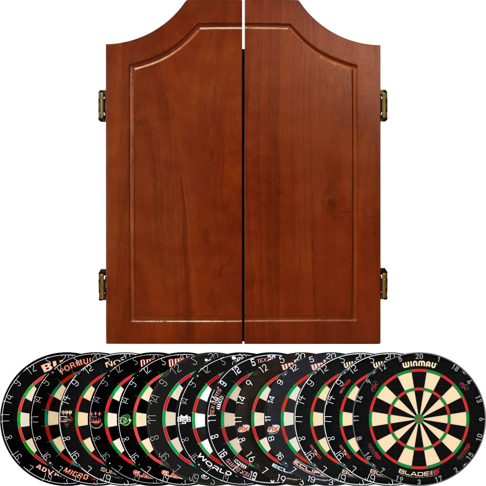 Cabinets & Dartboards - Formula Sports - Walnut Solid Wood Dartboard Cabinet & Dartboard Bundle - Choose Your Board