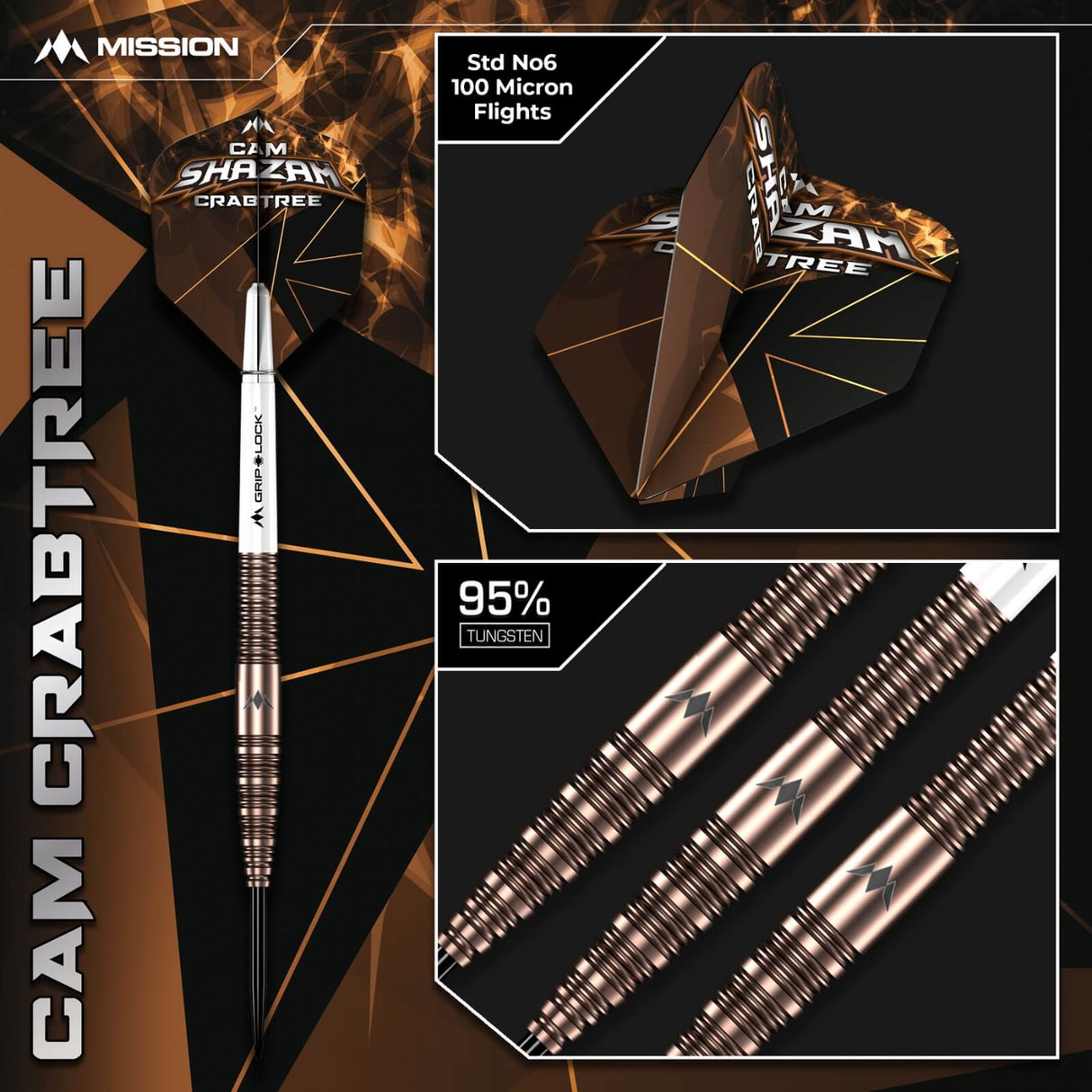 Mission - Cam Crabtree V2 Darts - 95% Tungsten - 22g 24g