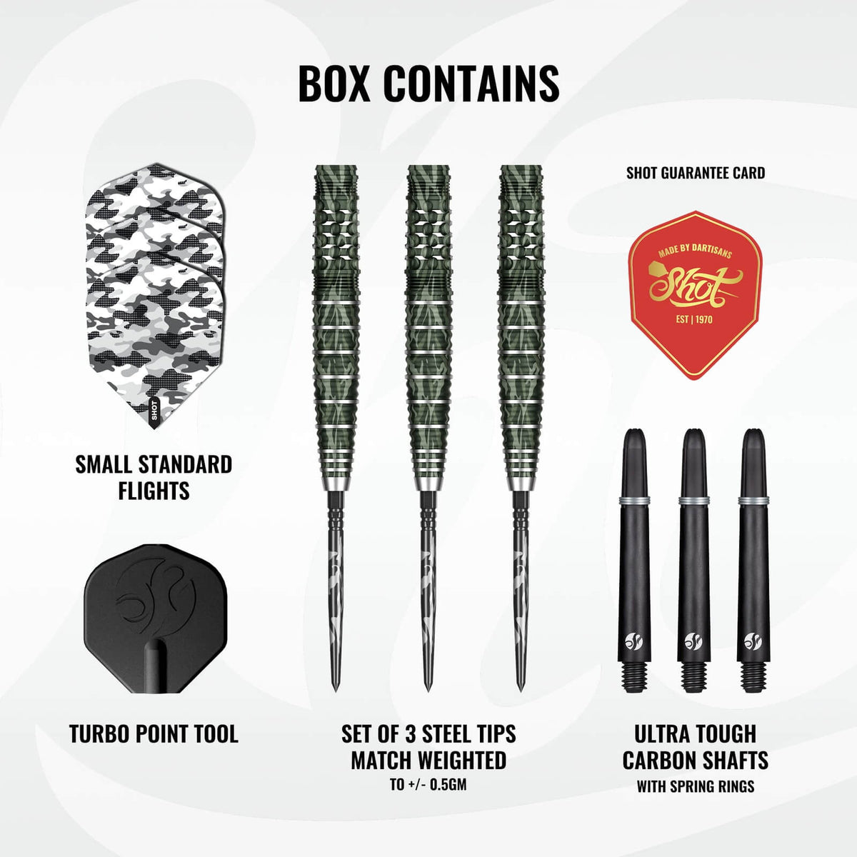 Shot - Camo Ghillie Darts - Turbo Point - 90% Tungsten - 23g 24g 25g