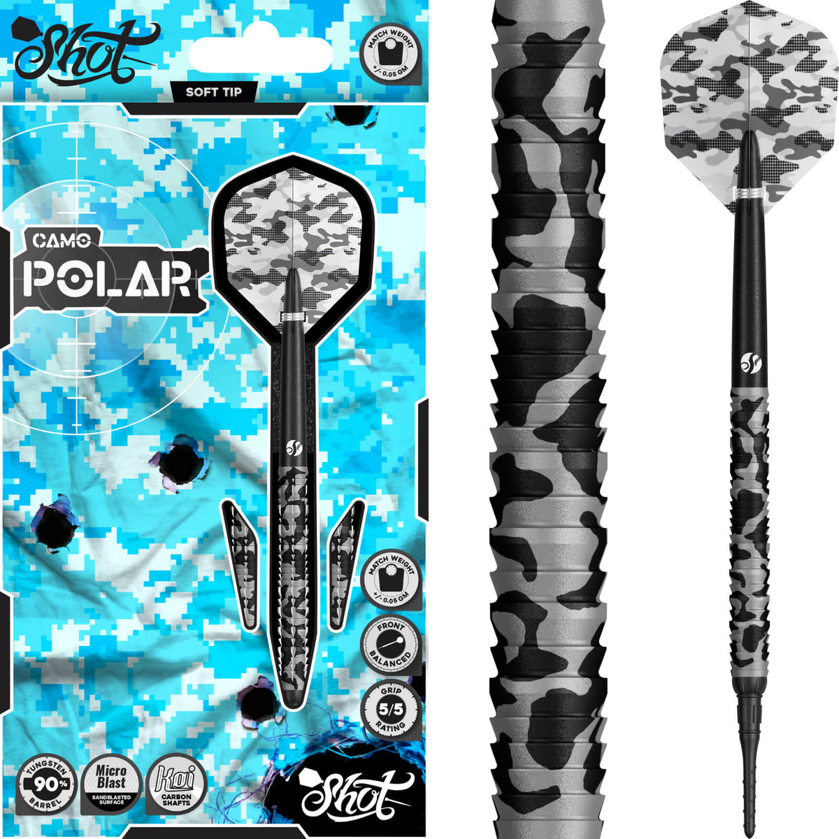 Shot - Camo Polar Darts - Soft Tip - 90% Tungsten - 20g