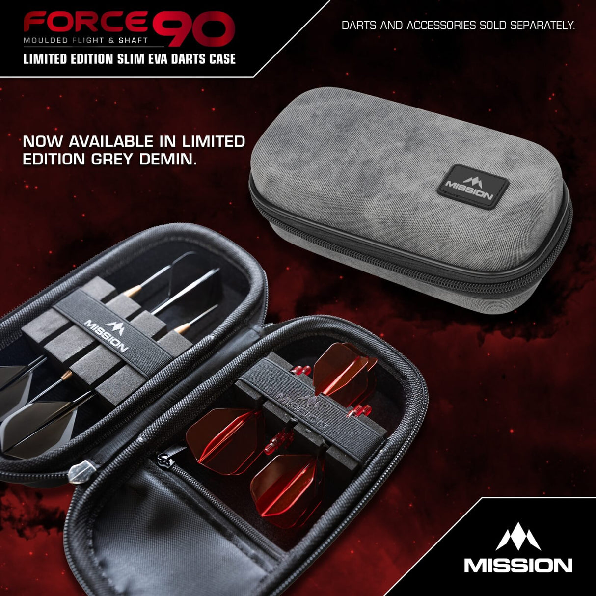 Mission - Force 90 Slim Darts Case - Limited Edition Grey Denim