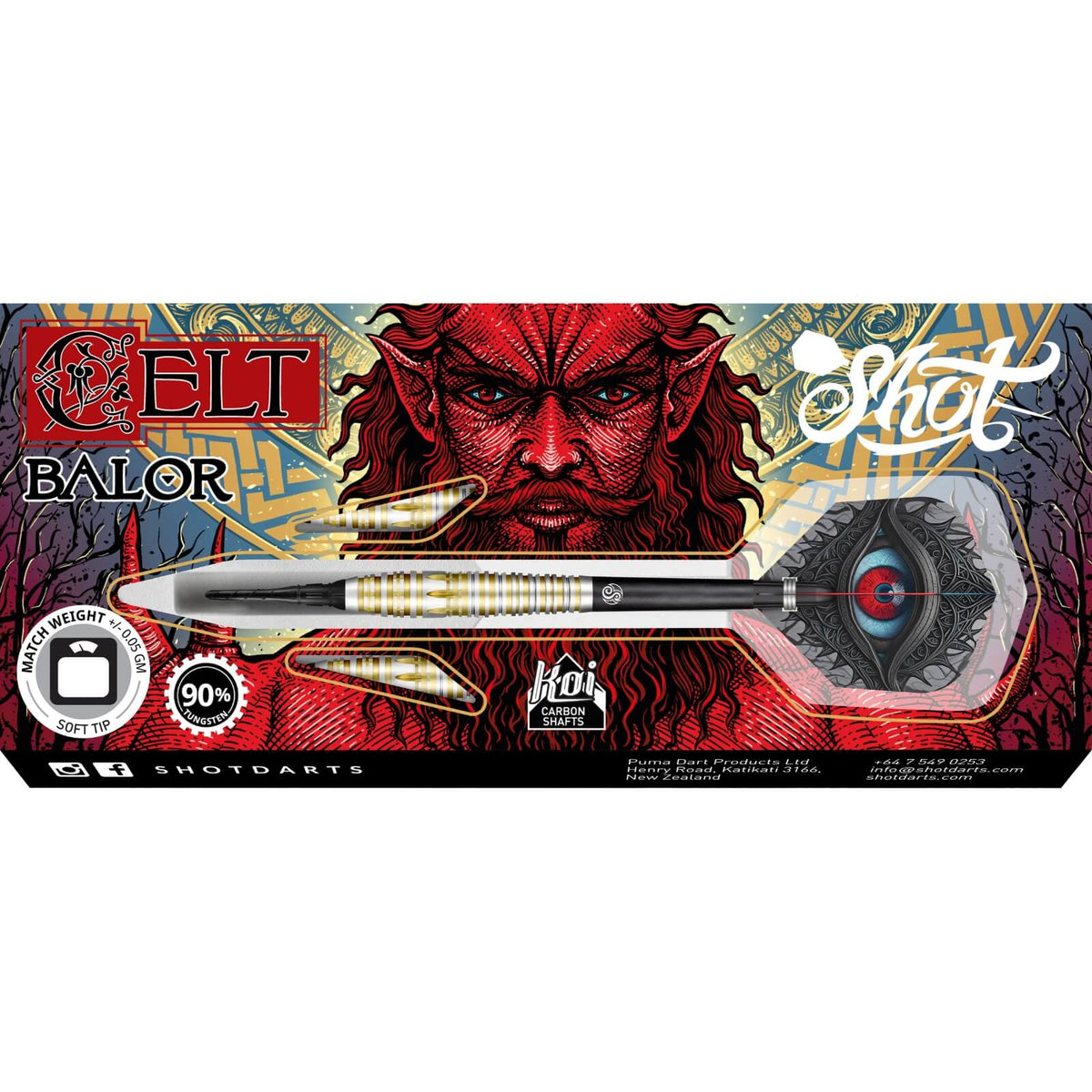 Darts - Shot - Celt Balor Darts - Soft Tip - 90% Tungsten - 18g 20g