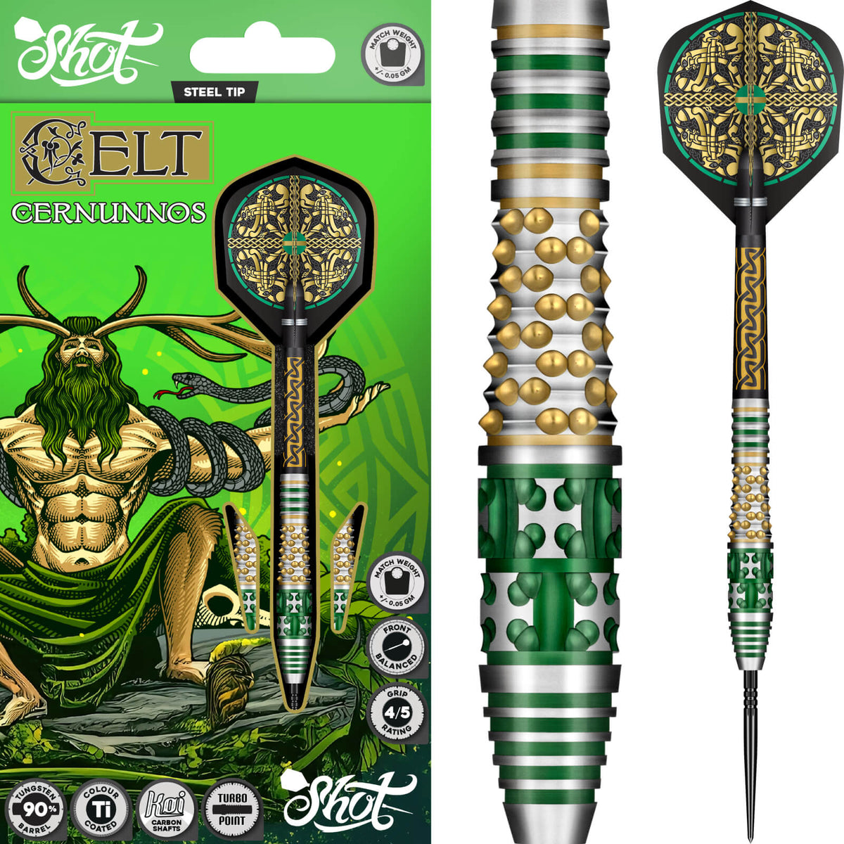 Shot - Celt Cernunnos Darts - Turbo Point - 90% Tungsten - 22g 23g 24g 25g