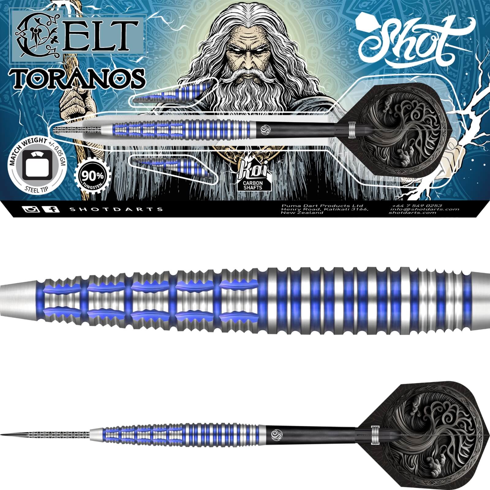 Darts - Shot - Celt Toranos Darts - Steel Tip - 90% Tungsten - 23g 24g 26g 