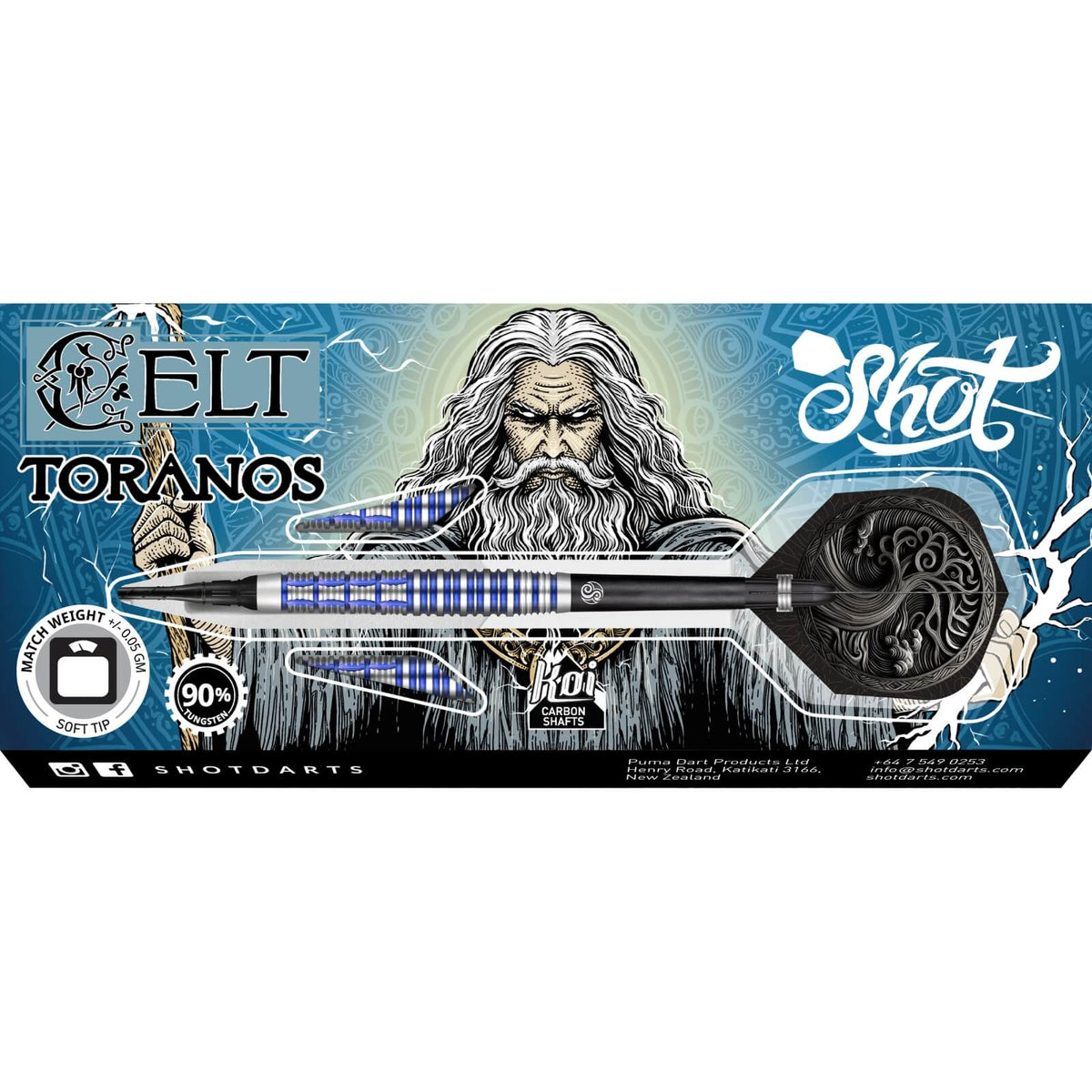 Darts - Shot - Celt Toranos Darts - Soft Tip - 90% Tungsten - 18g 20g
