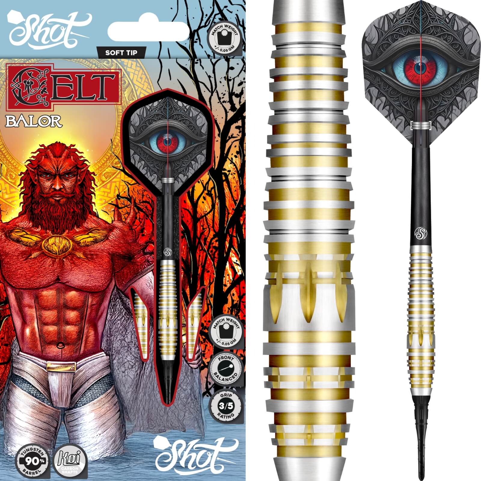 Shot - Celt Balor Darts - Soft Tip - 90% Tungsten - 18g 20g
