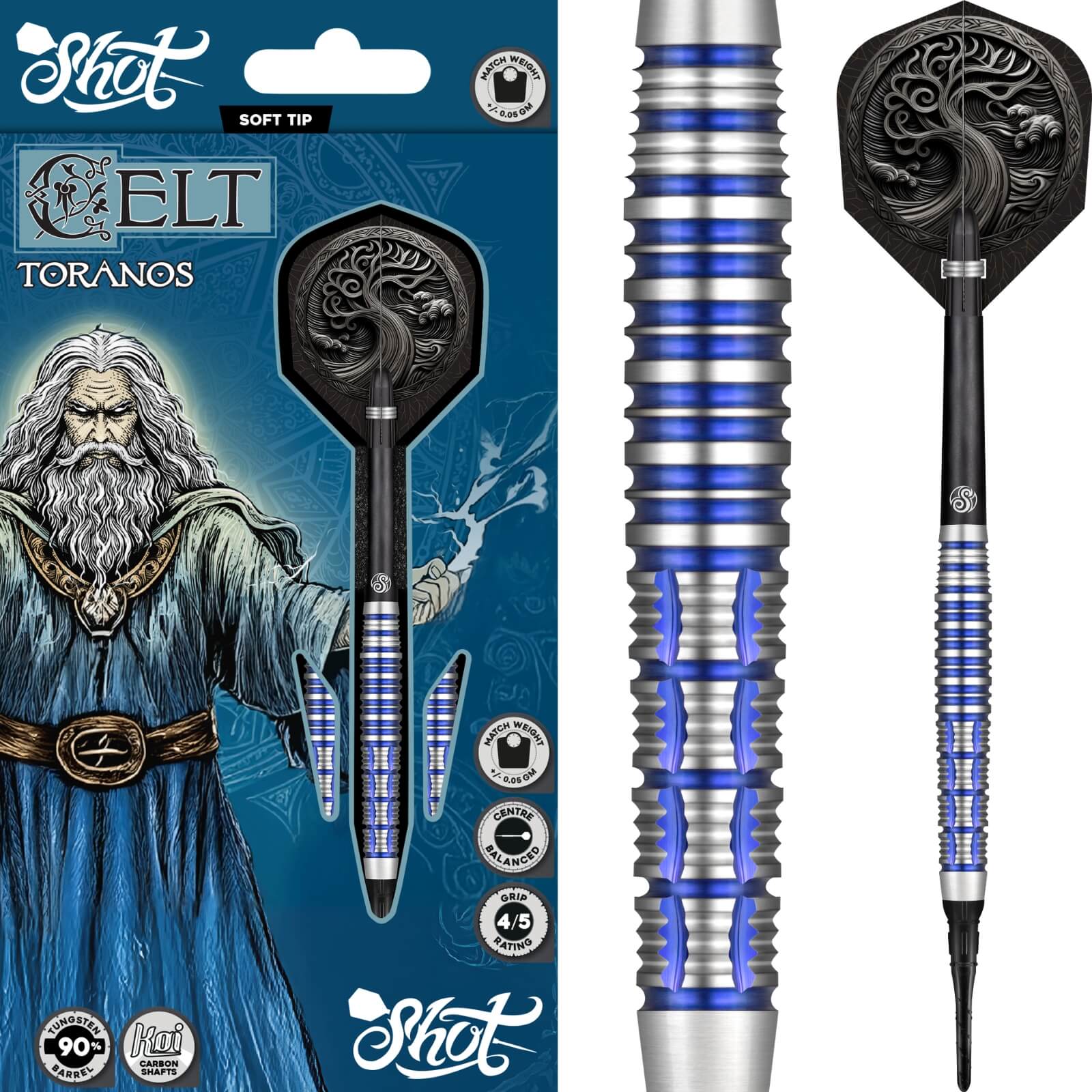 Shot - Celt Toranos Darts - Soft Tip - 90% Tungsten - 18g 20g