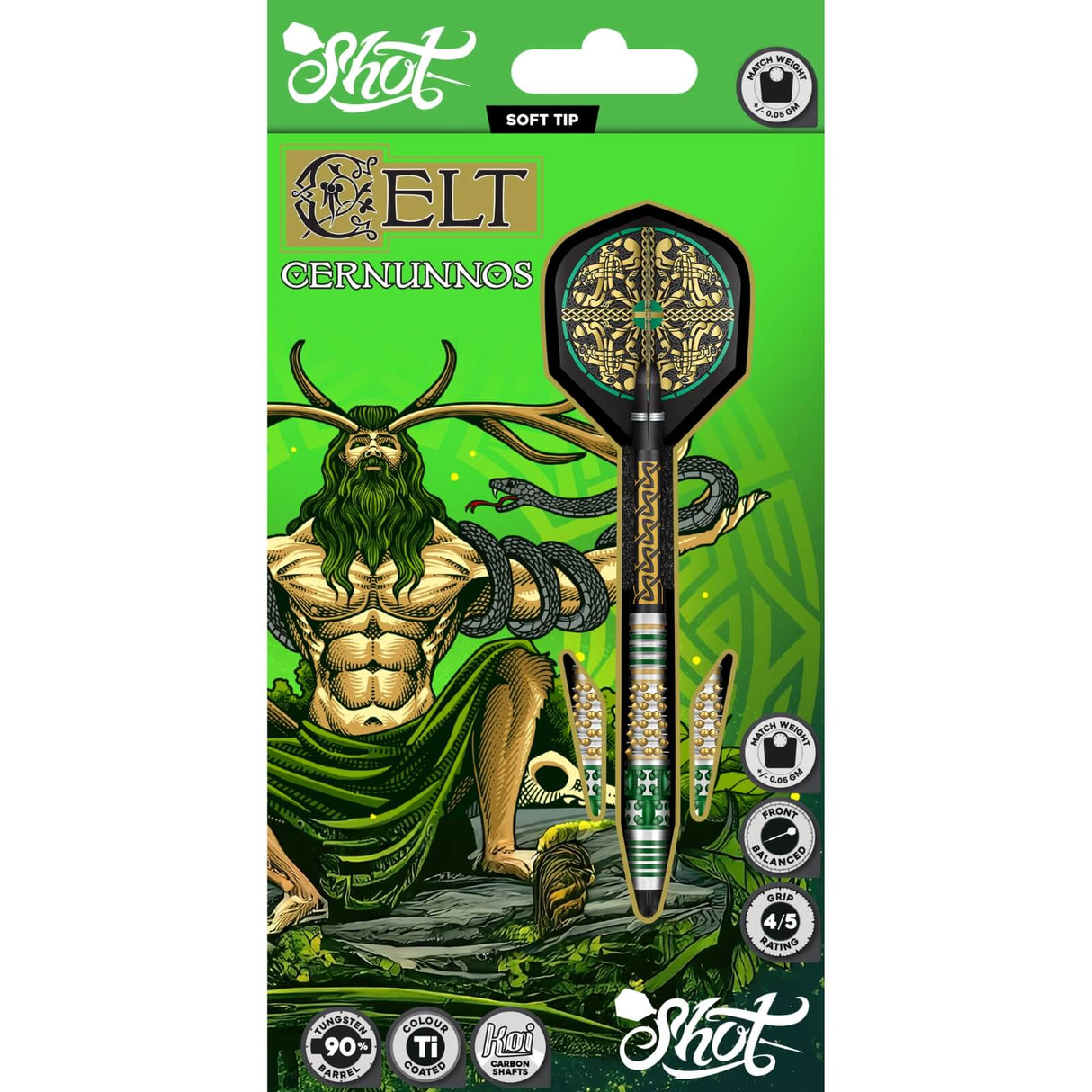 Shot - Celt Cernunnos Darts - Soft Tip - 90% Tungsten - 18g 20g -