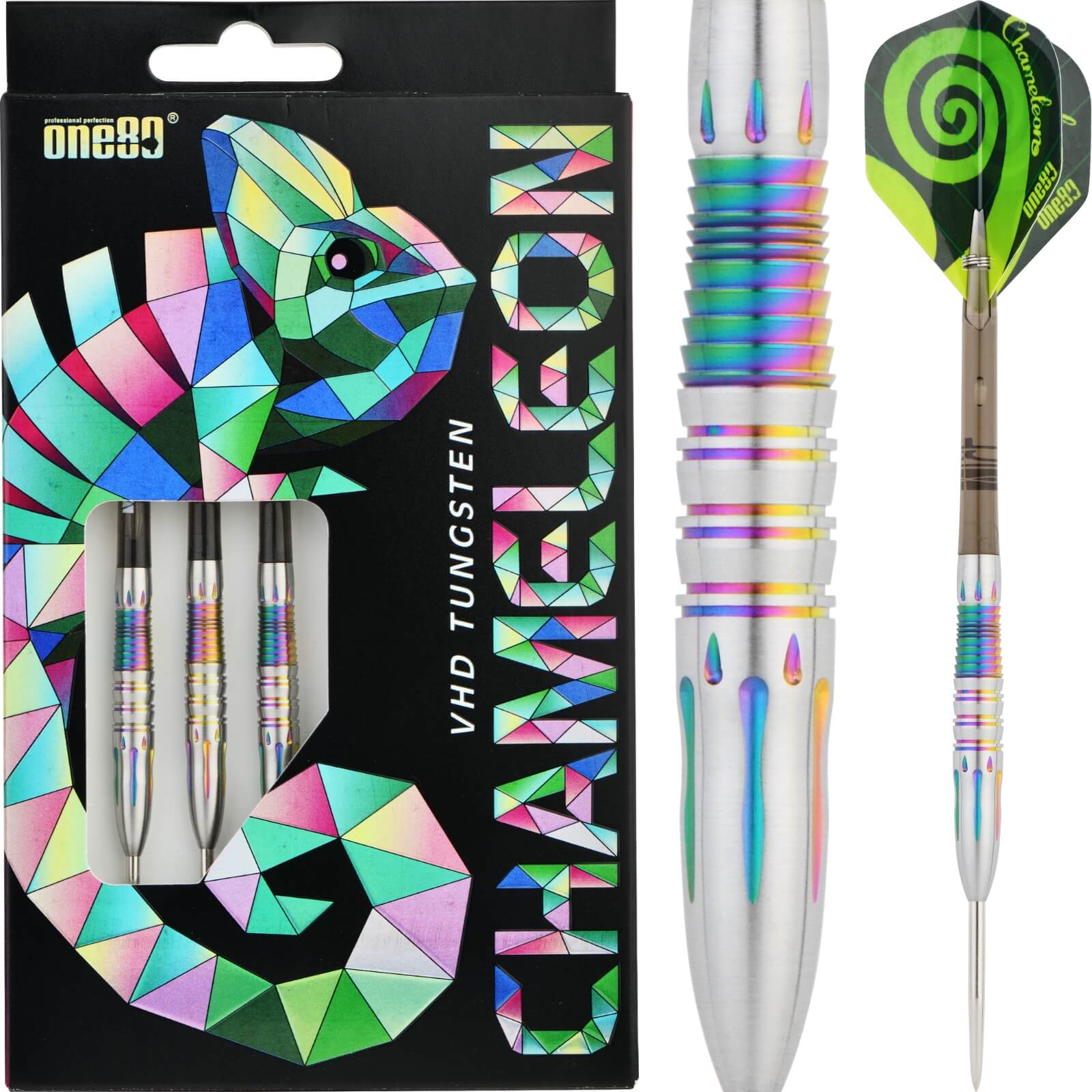 Darts - One80 - Chameleon Furcifer Darts - Steel Tip - 90% Tungsten - 22g 24g 