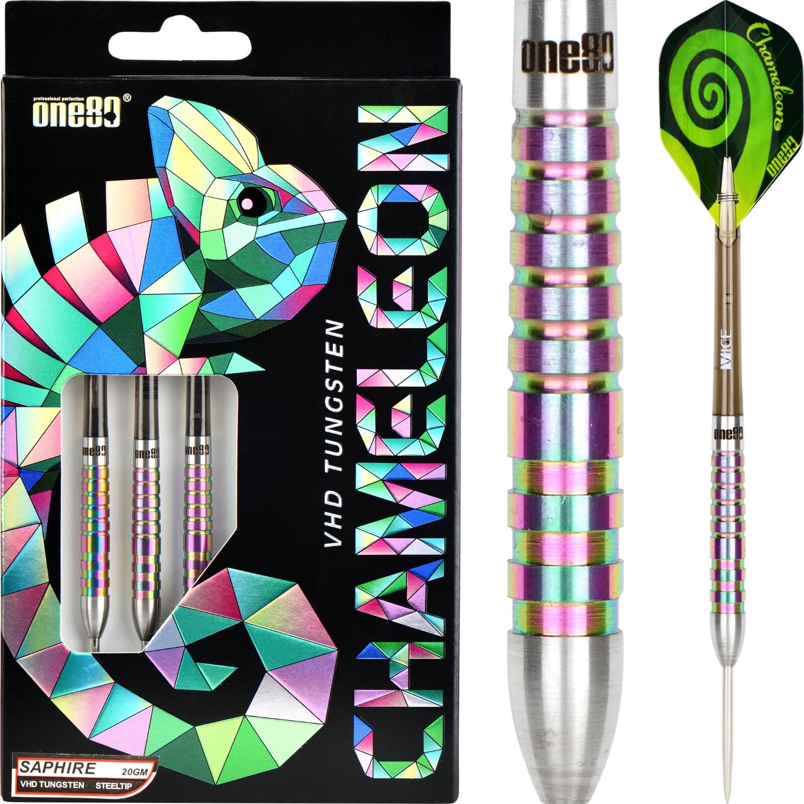 Darts - One80 - Chameleon Saphire Darts - Steel Tip - 90% Tungsten - 20g 22g 24g 