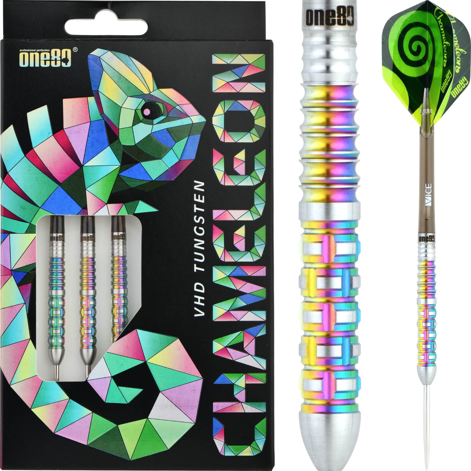 Darts - One80 - Chameleon Zircon Darts - Steel Tip - 90% Tungsten - 22g 24g 