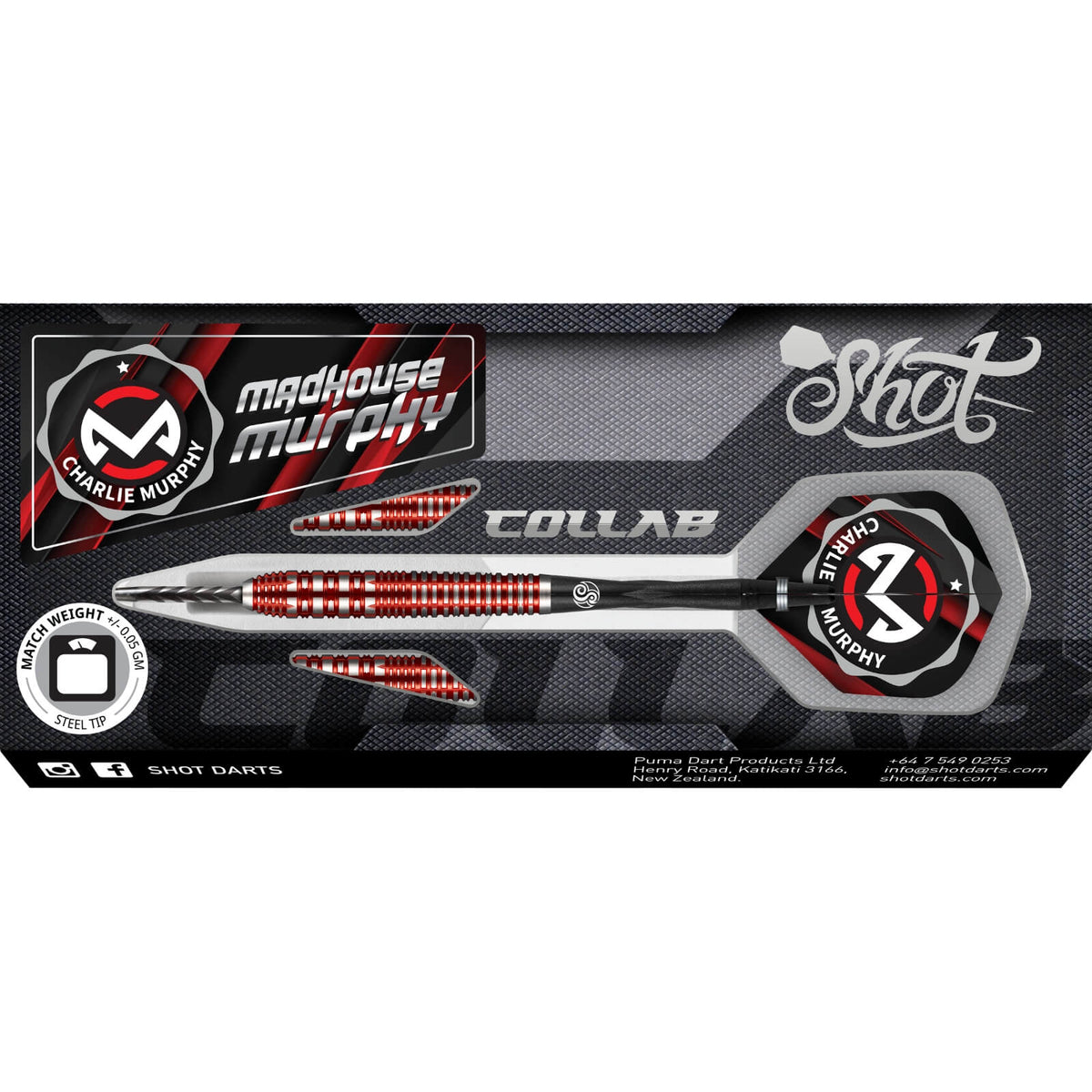 Darts - Shot - Charlie Murphy Darts - Steel Tip - 90% Tungsten - 23g