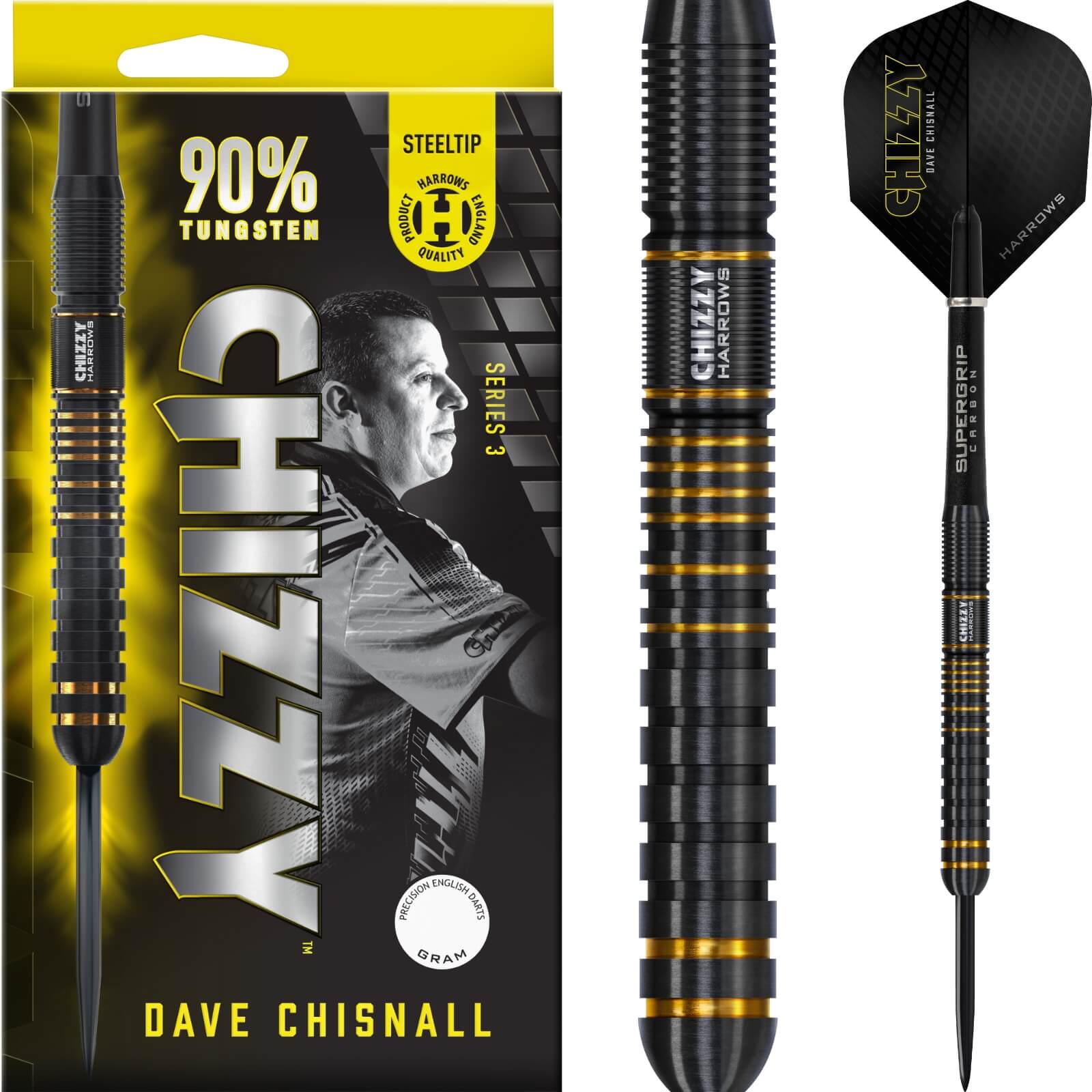 Darts - Harrows - Dave Chisnall Series 3 Darts - Steel Tip - 90% Tungsten - 21g 22g 23g 24g 25g 26g