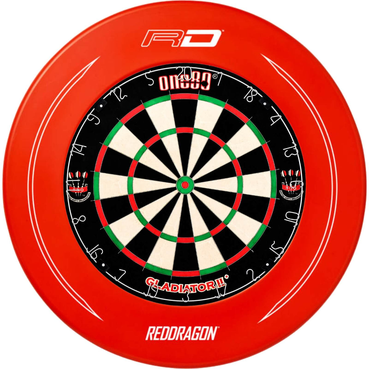 Surrounds &amp; Dartboards - Red Dragon - Printed Dartboard Surround &amp; Dartboard Bundle - Choose Your Board Red / One80 - Gladiator 2+