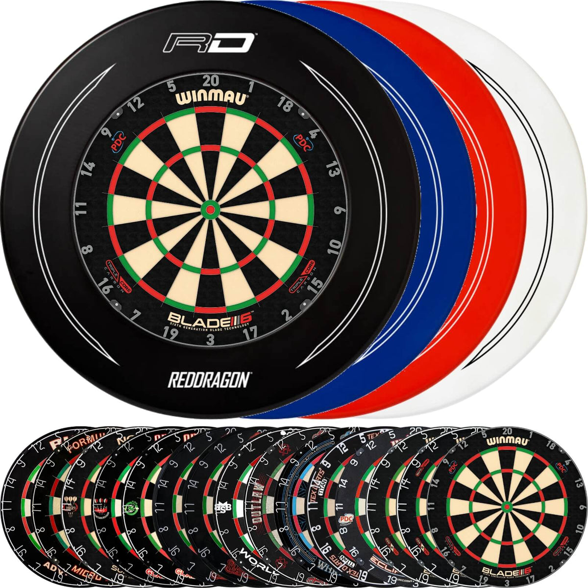 Surrounds &amp; Dartboards - Red Dragon - Printed Dartboard Surround &amp; Dartboard Bundle - Choose Your Board 