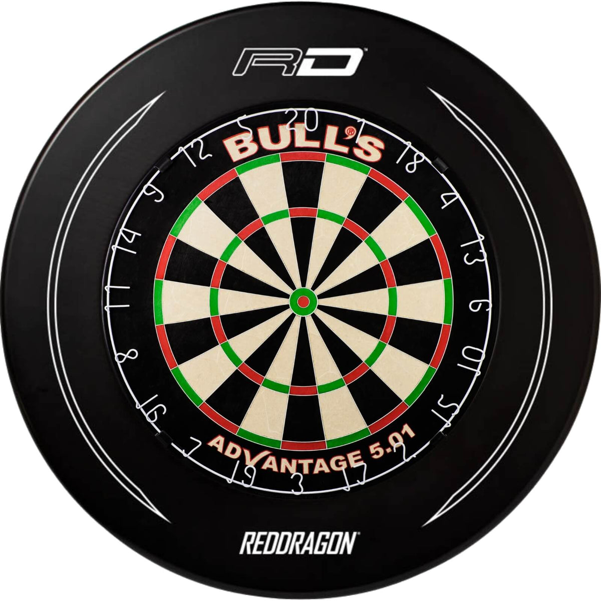 Surrounds &amp; Dartboards - Red Dragon - Printed Dartboard Surround &amp; Dartboard Bundle - Choose Your Board Black / Bulls NL - Advantage 501
