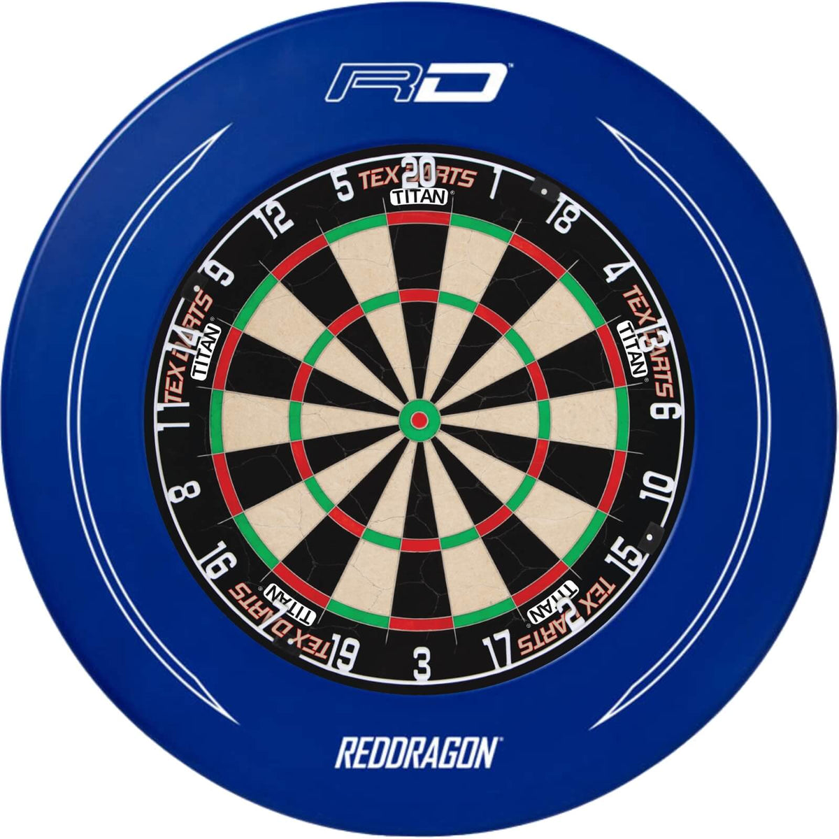 Surrounds &amp; Dartboards - Red Dragon - Printed Dartboard Surround &amp; Dartboard Bundle - Choose Your Board Blue / Tex Darts - Titan