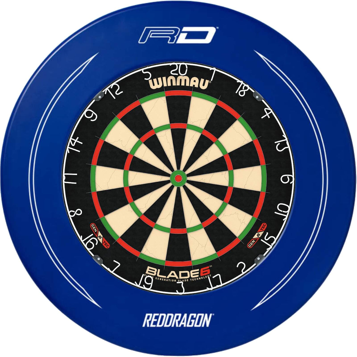 Surrounds &amp; Dartboards - Red Dragon - Printed Dartboard Surround &amp; Dartboard Bundle - Choose Your Board Blue / Winmau - Blade 6