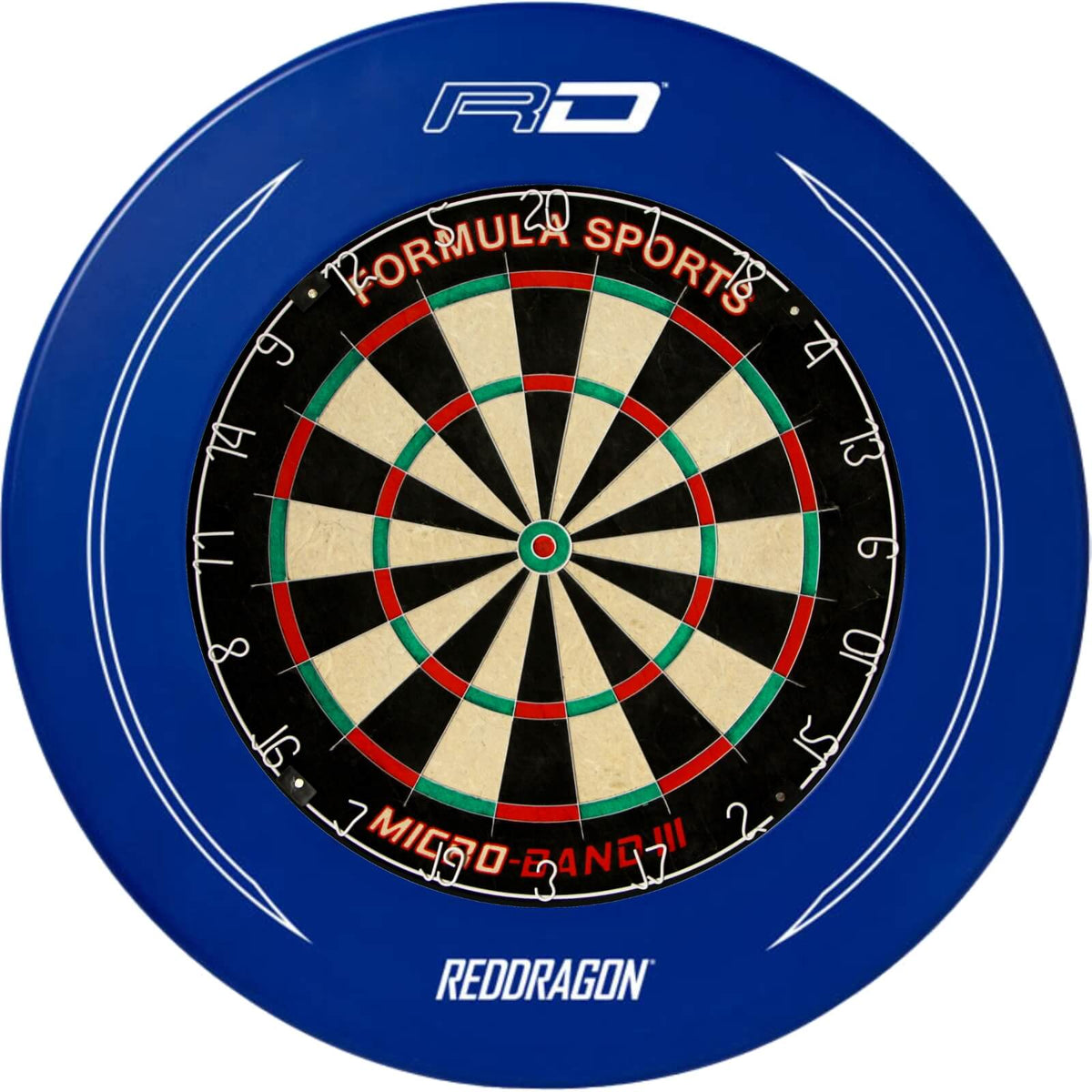 Surrounds &amp; Dartboards - Red Dragon - Printed Dartboard Surround &amp; Dartboard Bundle - Choose Your Board Blue / Formula Sports - Micro Band 3