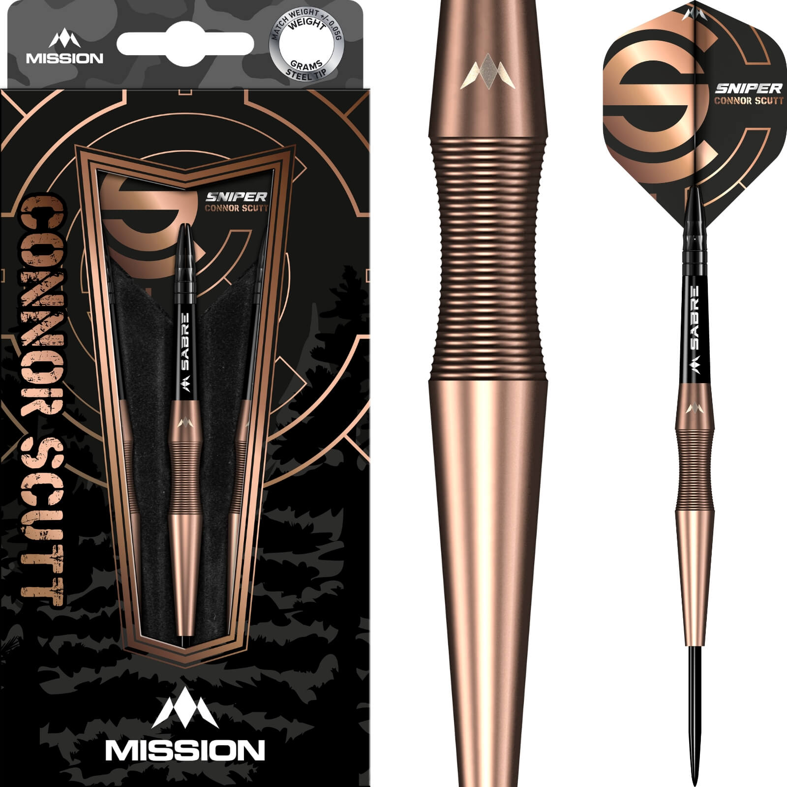 Darts - Mission - Connor Scutt V2 Darts - Steel Tip - 90% Tungsten - 22g 24g 