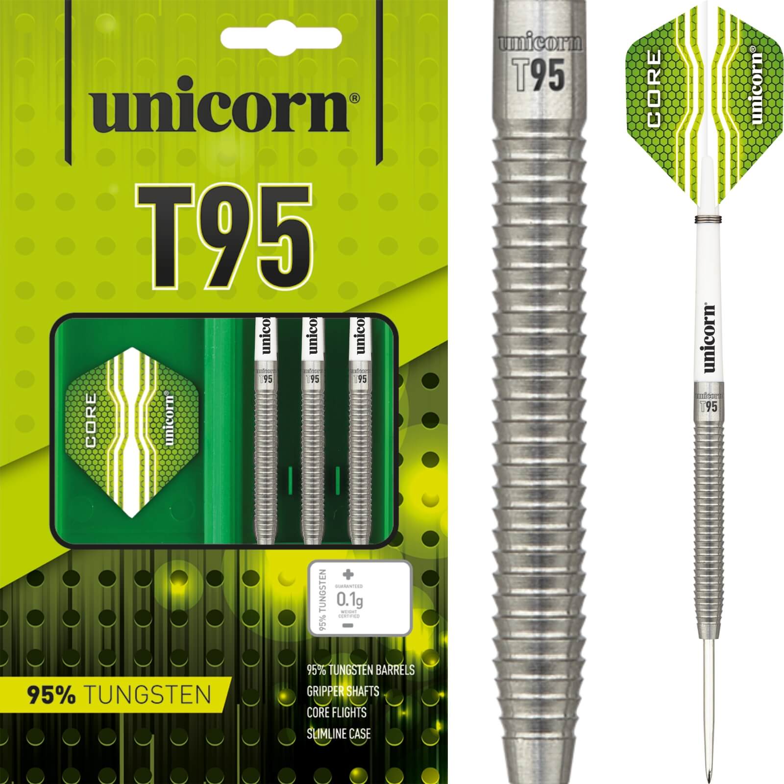 Darts - Unicorn - Core XL T95 Darts - Steel Tip - 95% Tungsten - 23g 25g 