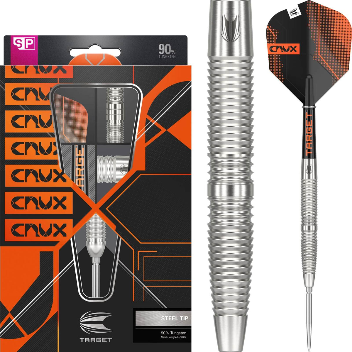 Darts - Target - Crux 02 Darts - Swiss Point - Steel Tip - 90% Tungsten - 21g 23g 25g 