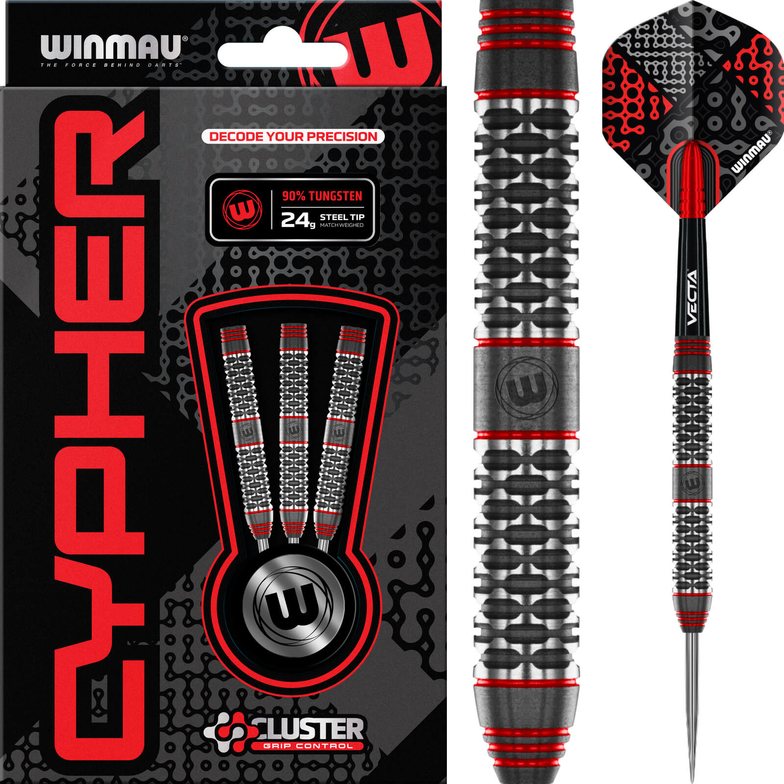 Darts - Winmau - Cypher Darts - Steel Tip - 90% Tungsten - 22g 24g 26g