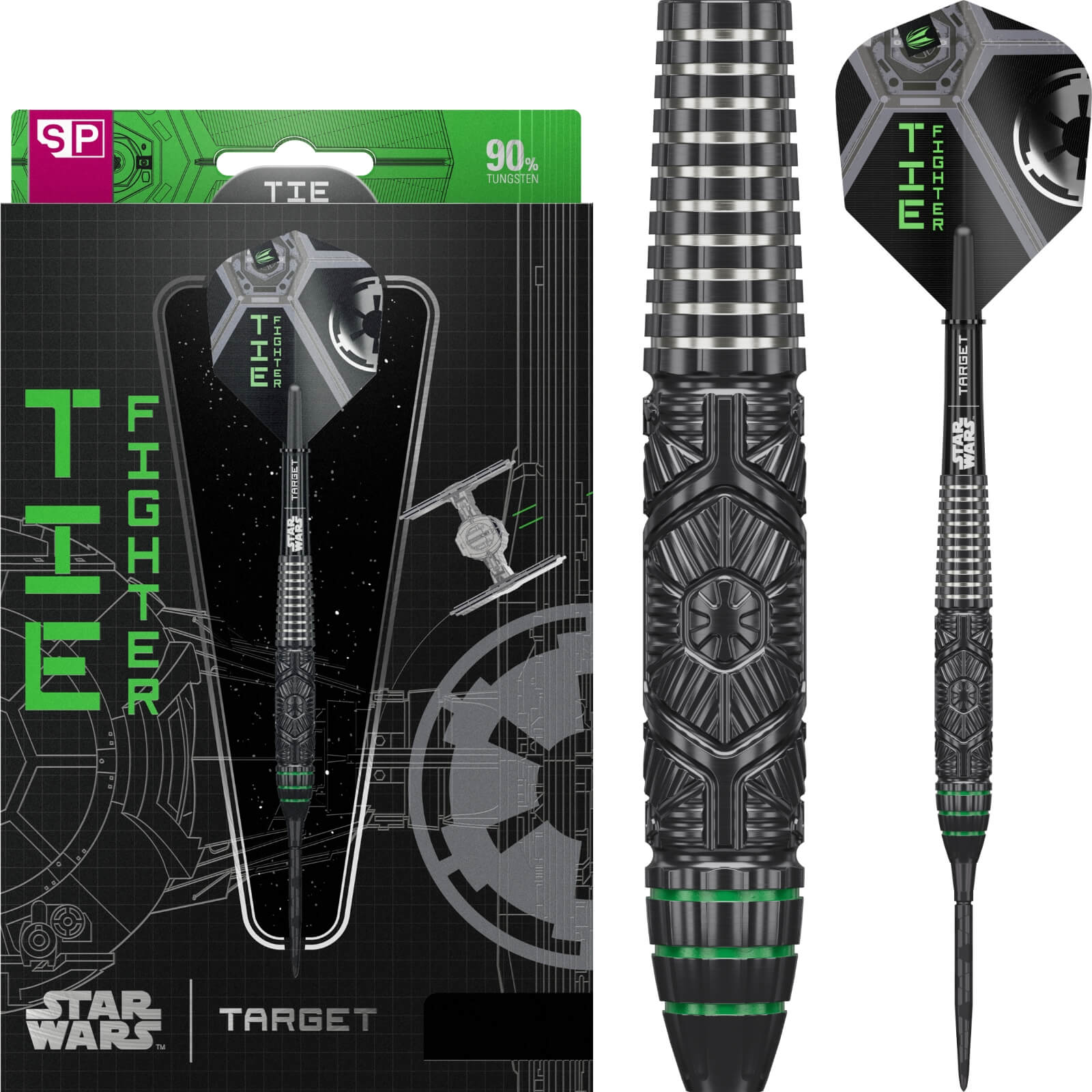 PRE-ORDER - Target - Star Wars Tie Fighter Darts - Swiss Point - Steel Tip - 90% Tungsten - 23g 24g 25g