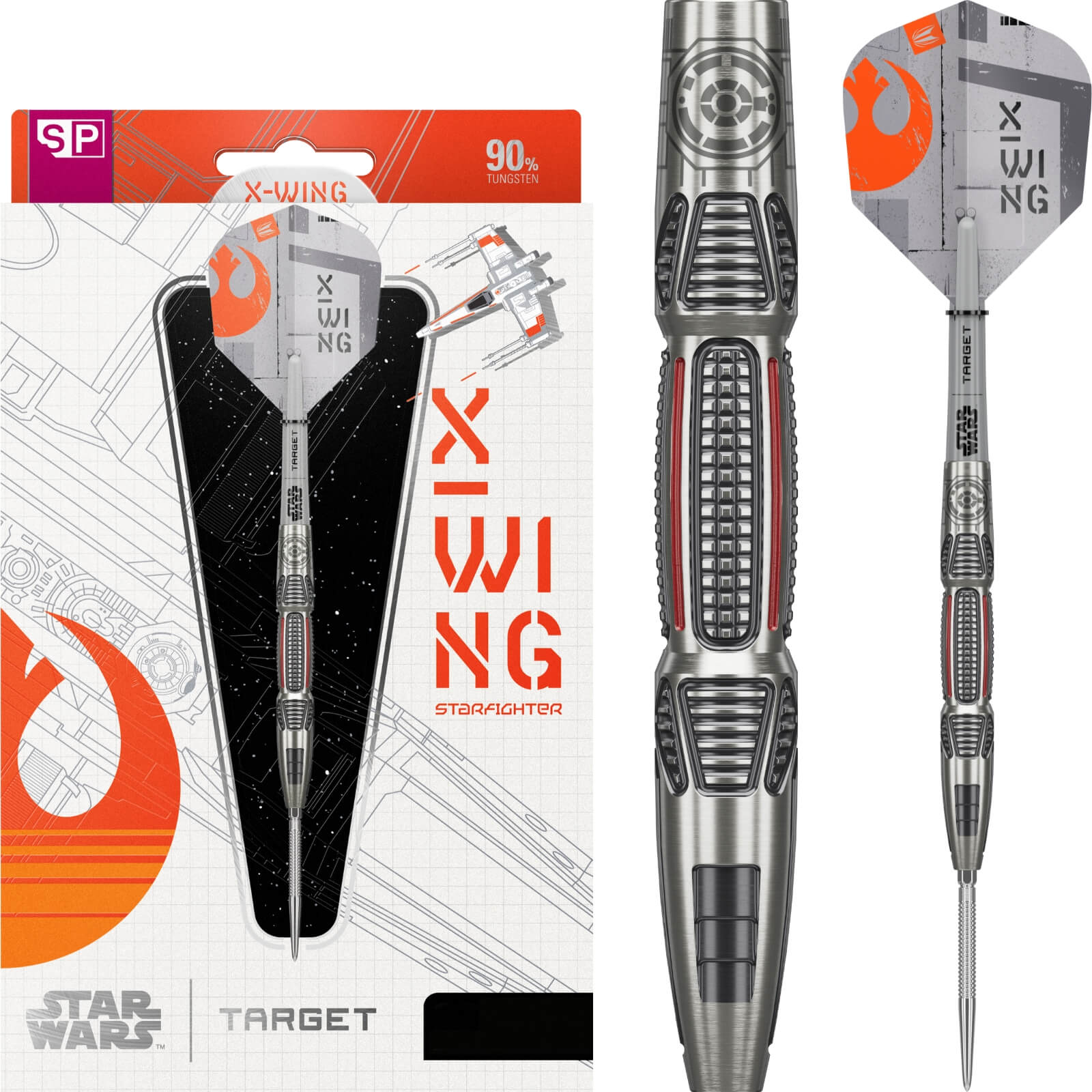 PRE-ORDER - Target - Star Wars X-Wing Darts - Swiss Point - Steel Tip - 90% Tungsten - 22g 24g 26g